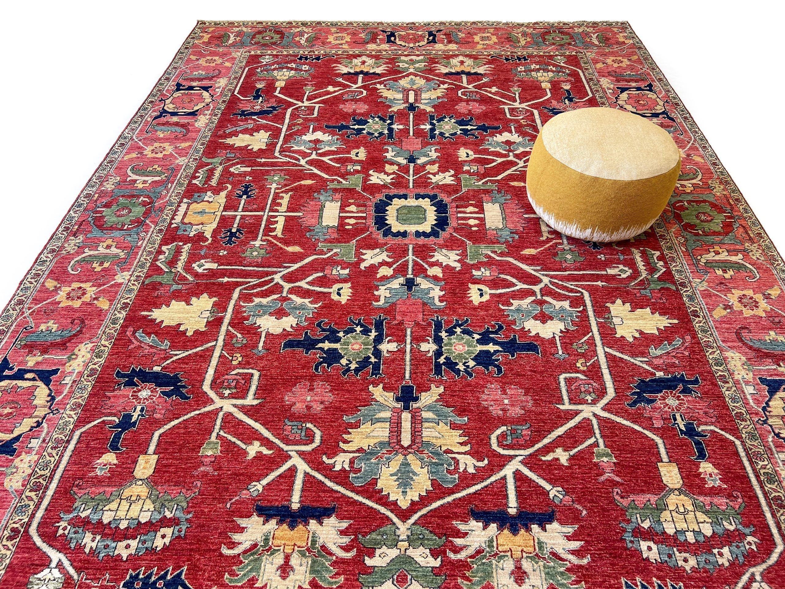 Afghan Heriz (9'01"x12'09") red/rose - Image 9