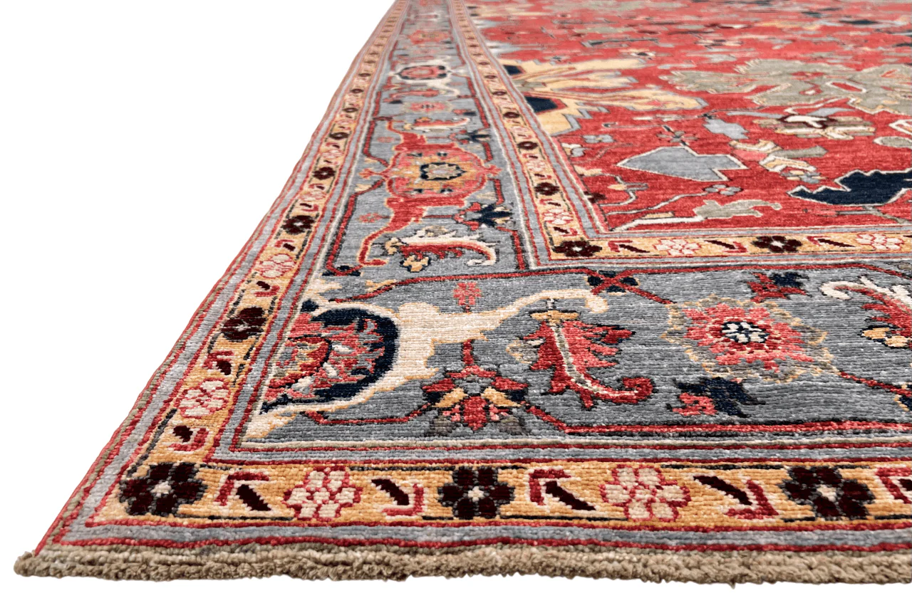 Afghan Heriz (9'07'x13'09") lt.red/lt.blue - Image 2