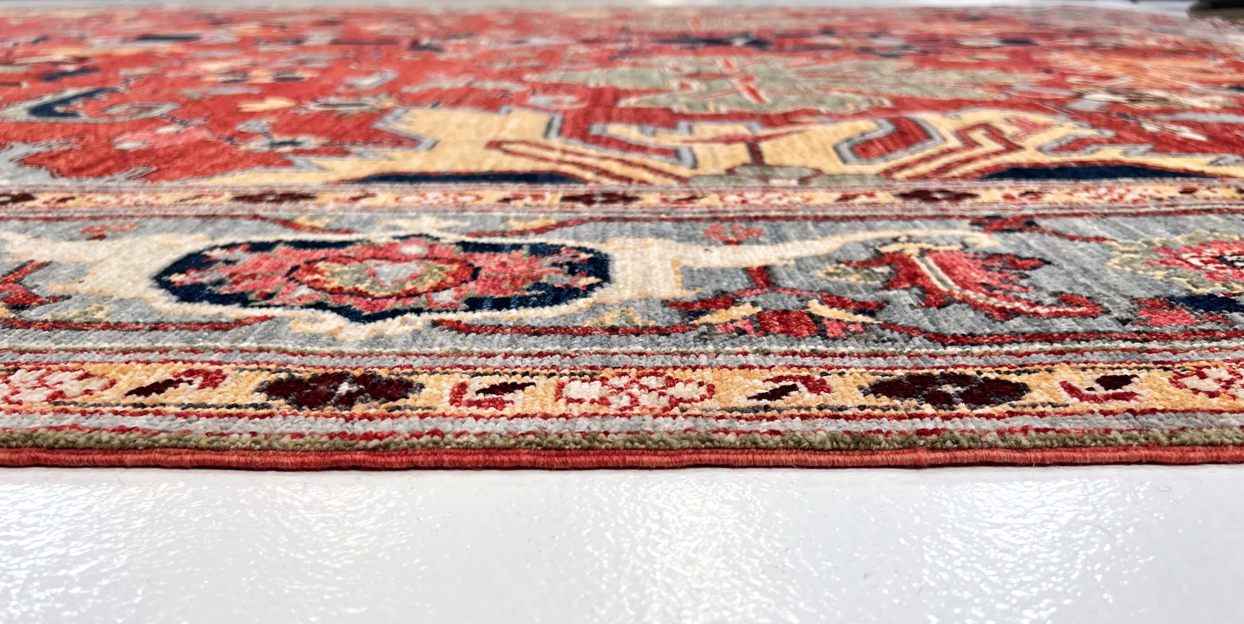 Afghan Heriz (9'07'x13'09") lt.red/lt.blue - Image 4
