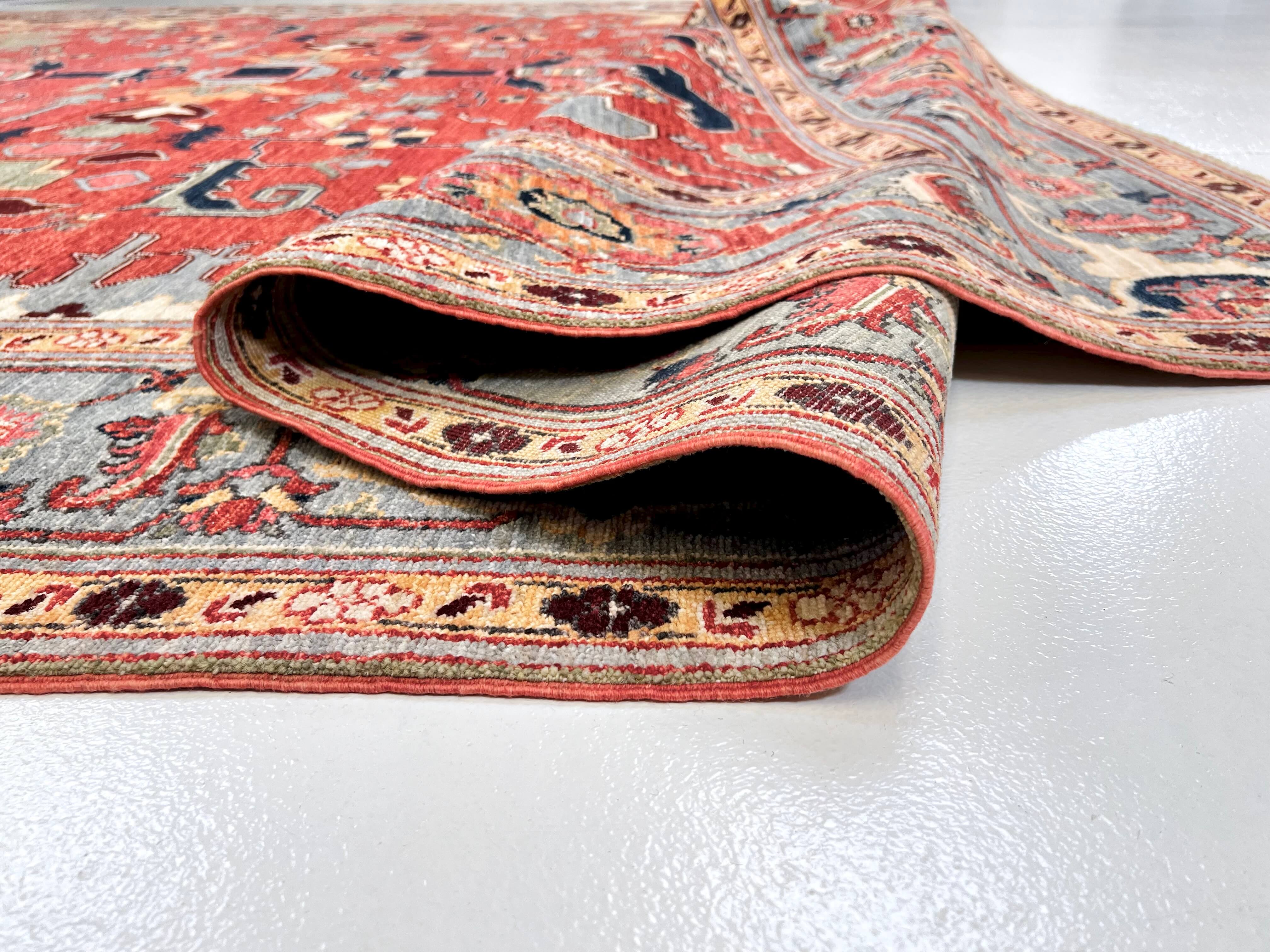 Afghan Heriz (9'07'x13'09") lt.red/lt.blue - Image 5
