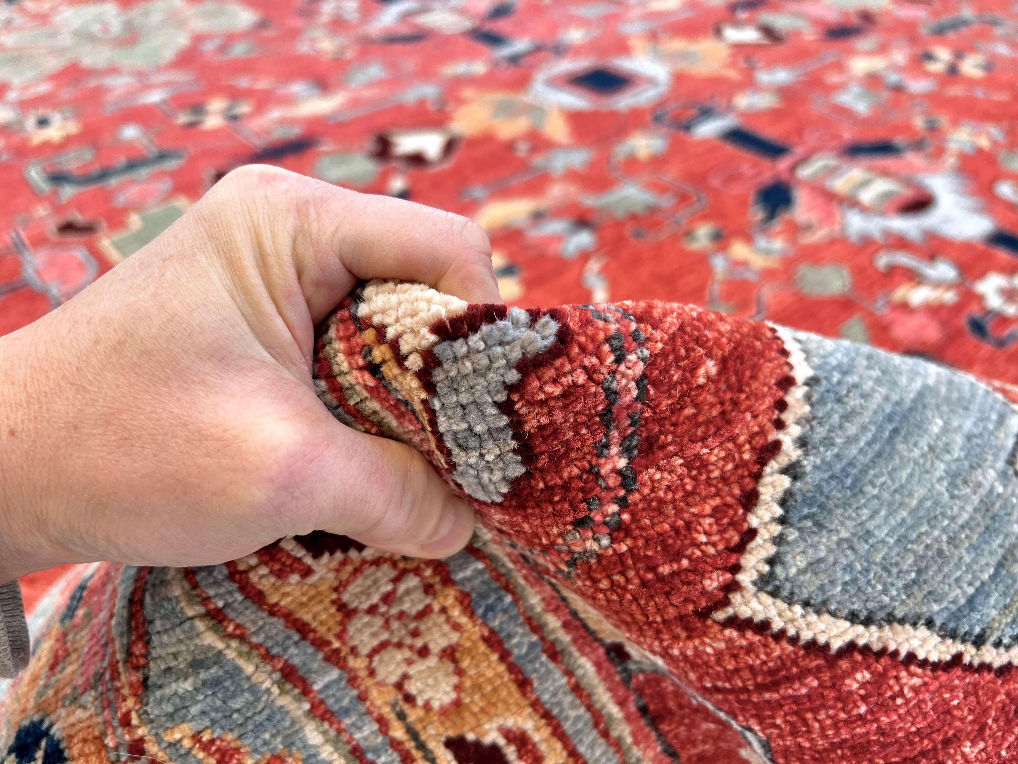 Afghan Heriz (9'07'x13'09") lt.red/lt.blue - Image 6