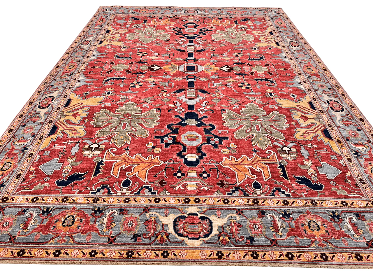 Afghan Heriz (9'07'x13'09") lt.red/lt.blue - Image 7