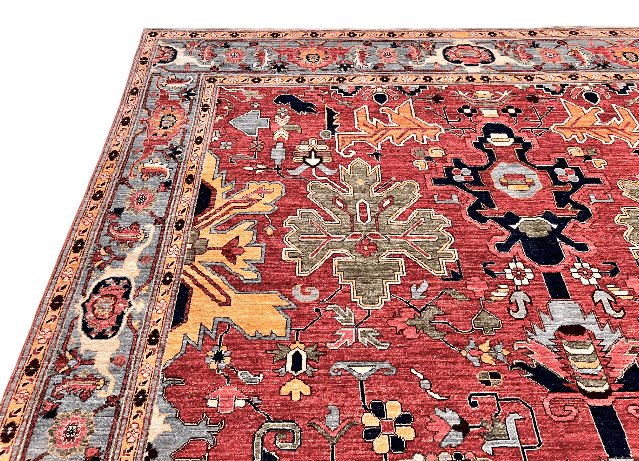 Afghan Heriz (9'07'x13'09") lt.red/lt.blue - Image 8