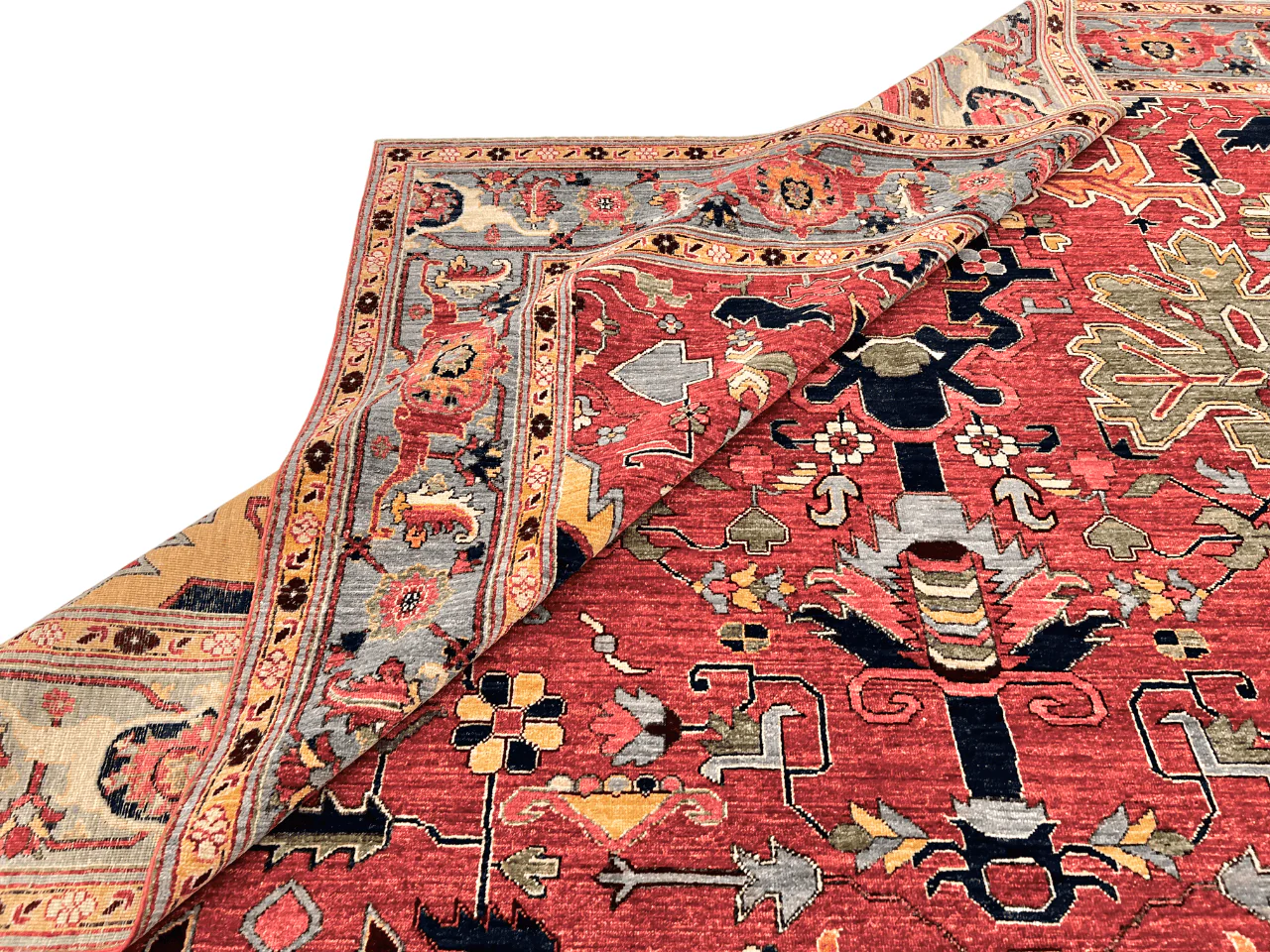 Afghan Heriz (9'07'x13'09") lt.red/lt.blue - Image 9