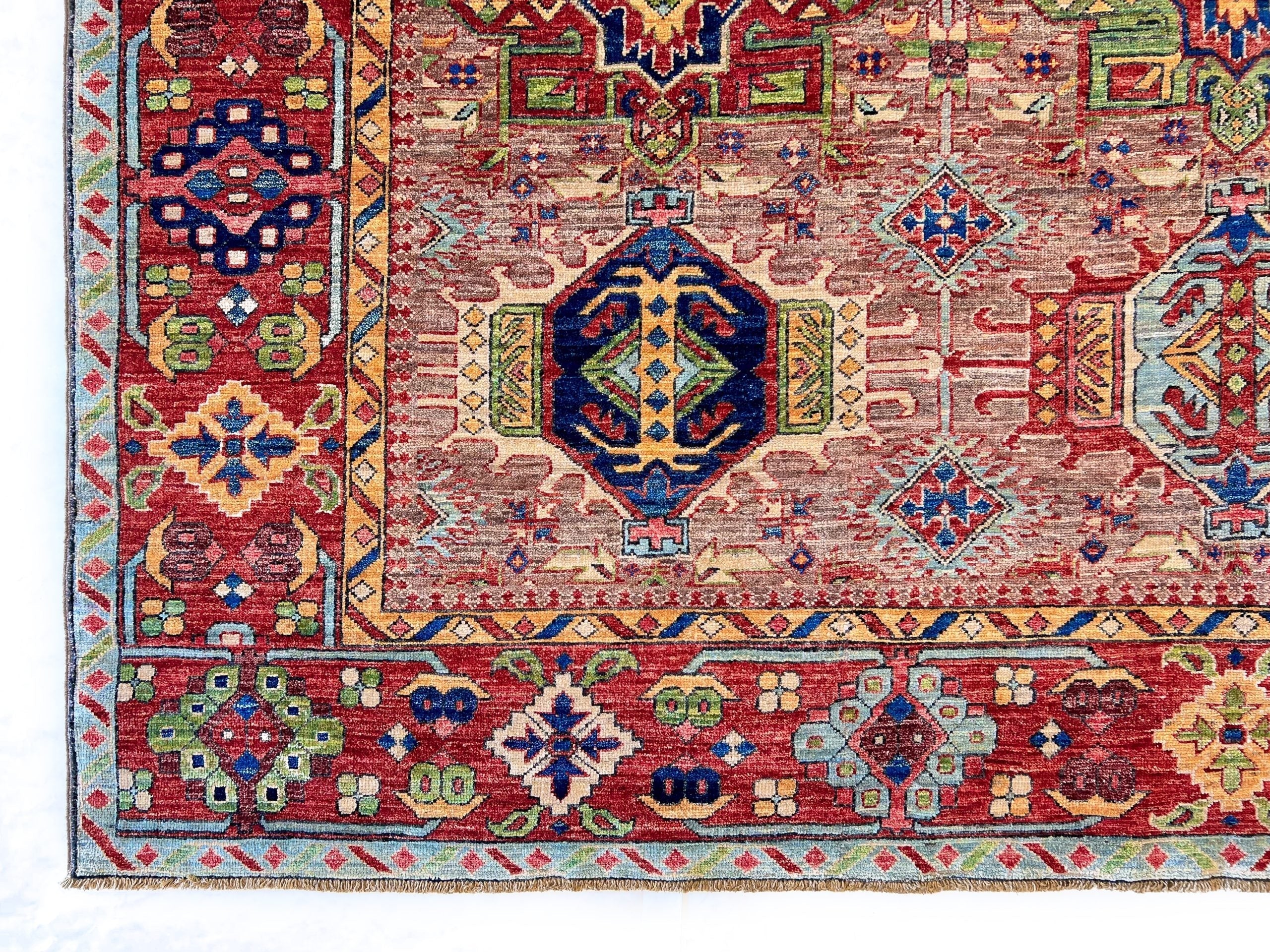 Afghan Karajeh (7'11"x9'08") brown/red - Image 2