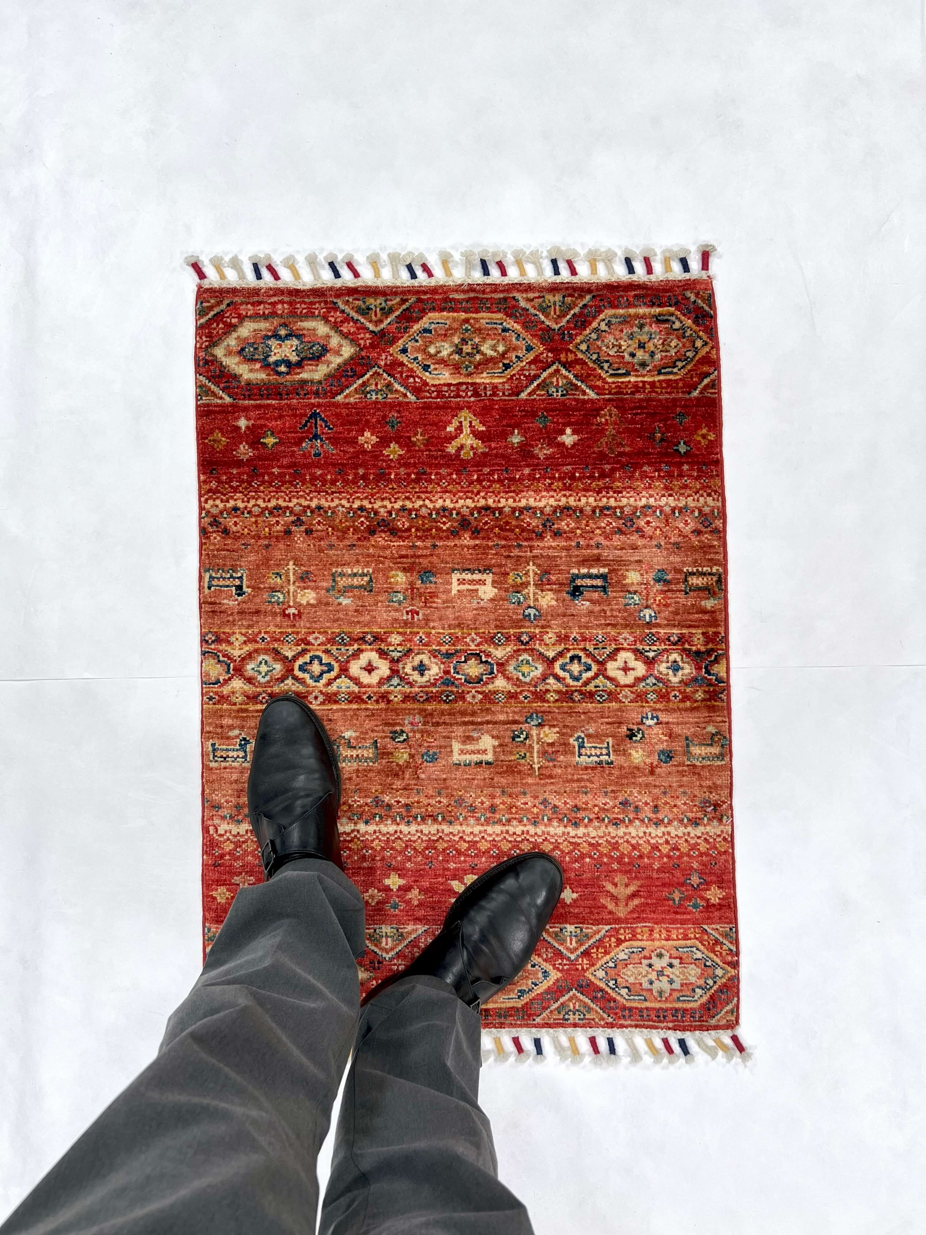Afghan Khorjin-Gabbeh (2'00"x2'10") red/multicolor - Image 6