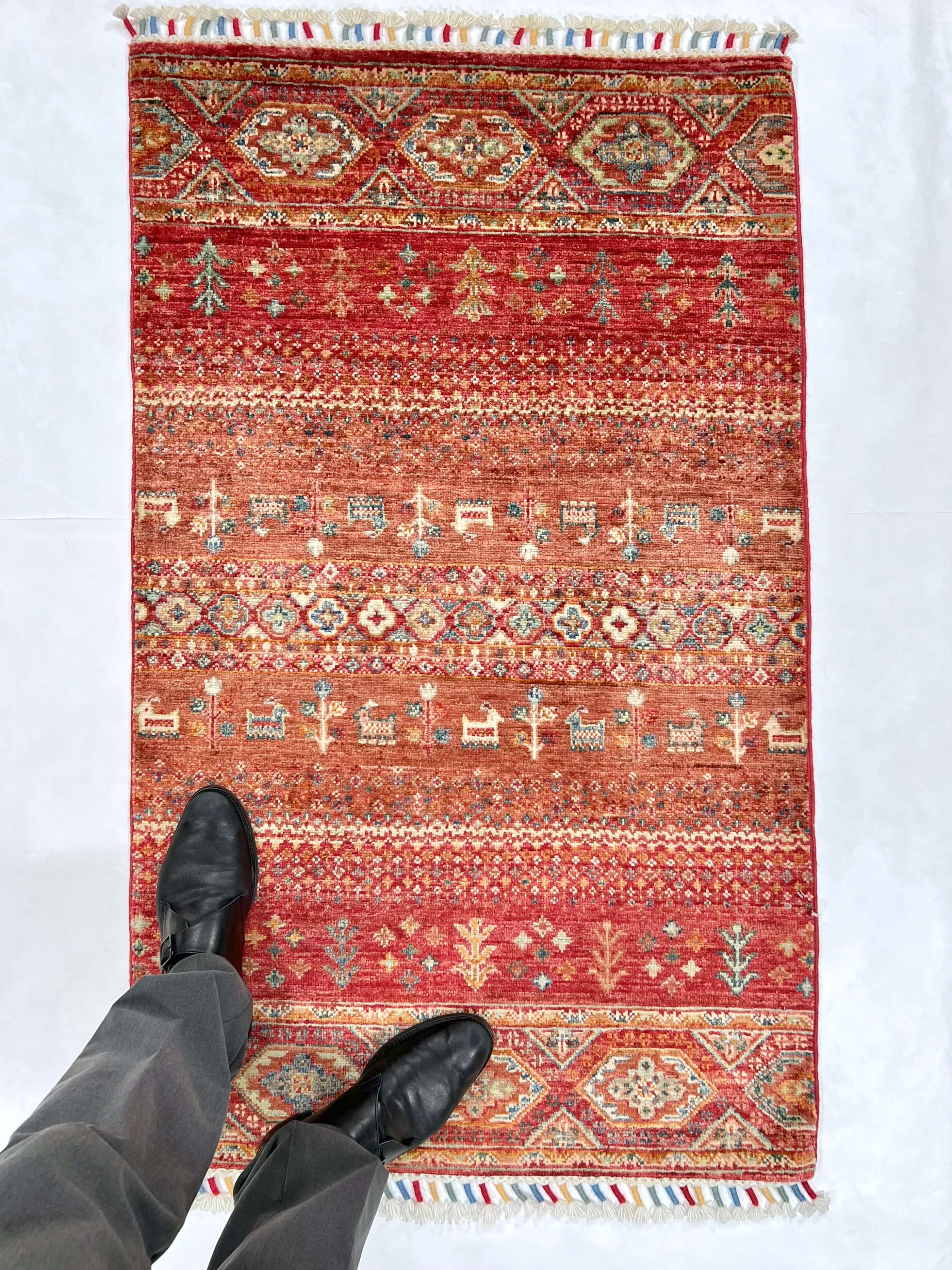 Afghan Khorjin-Gabbeh (2'06"x4'02") rust/red - Image 6
