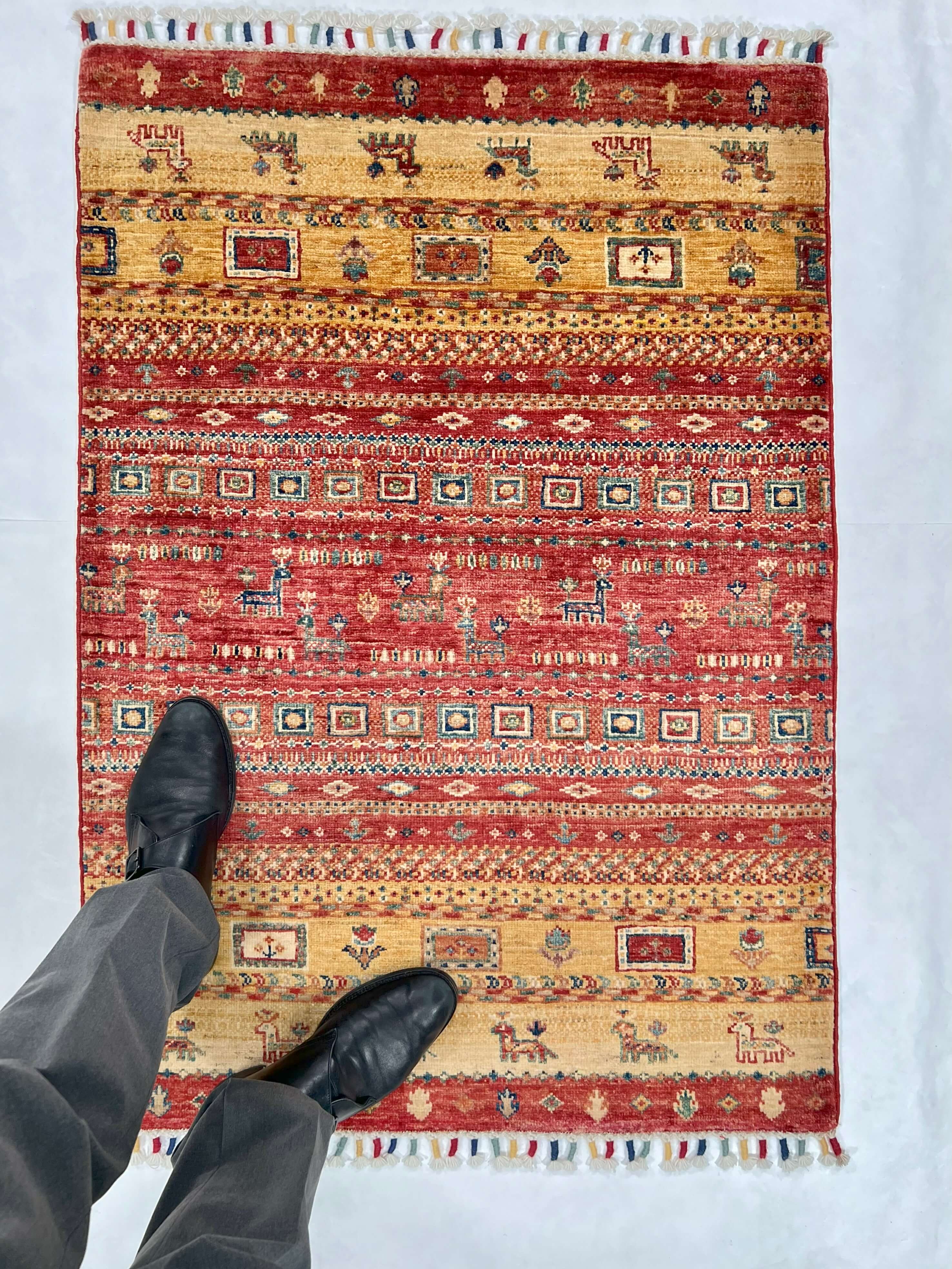 Afghan Khorjin-Gabbeh (2'08"x3'09") rust/gold - Image 6