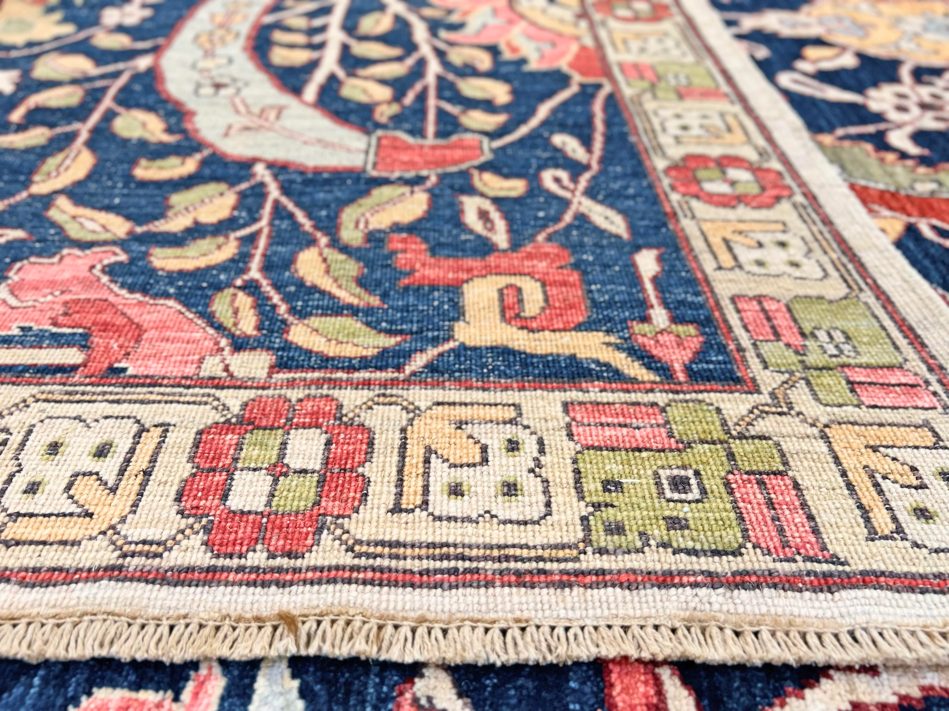 Afghan-made Bird of Paradise (9'03"x12'00") indigo - Image 10