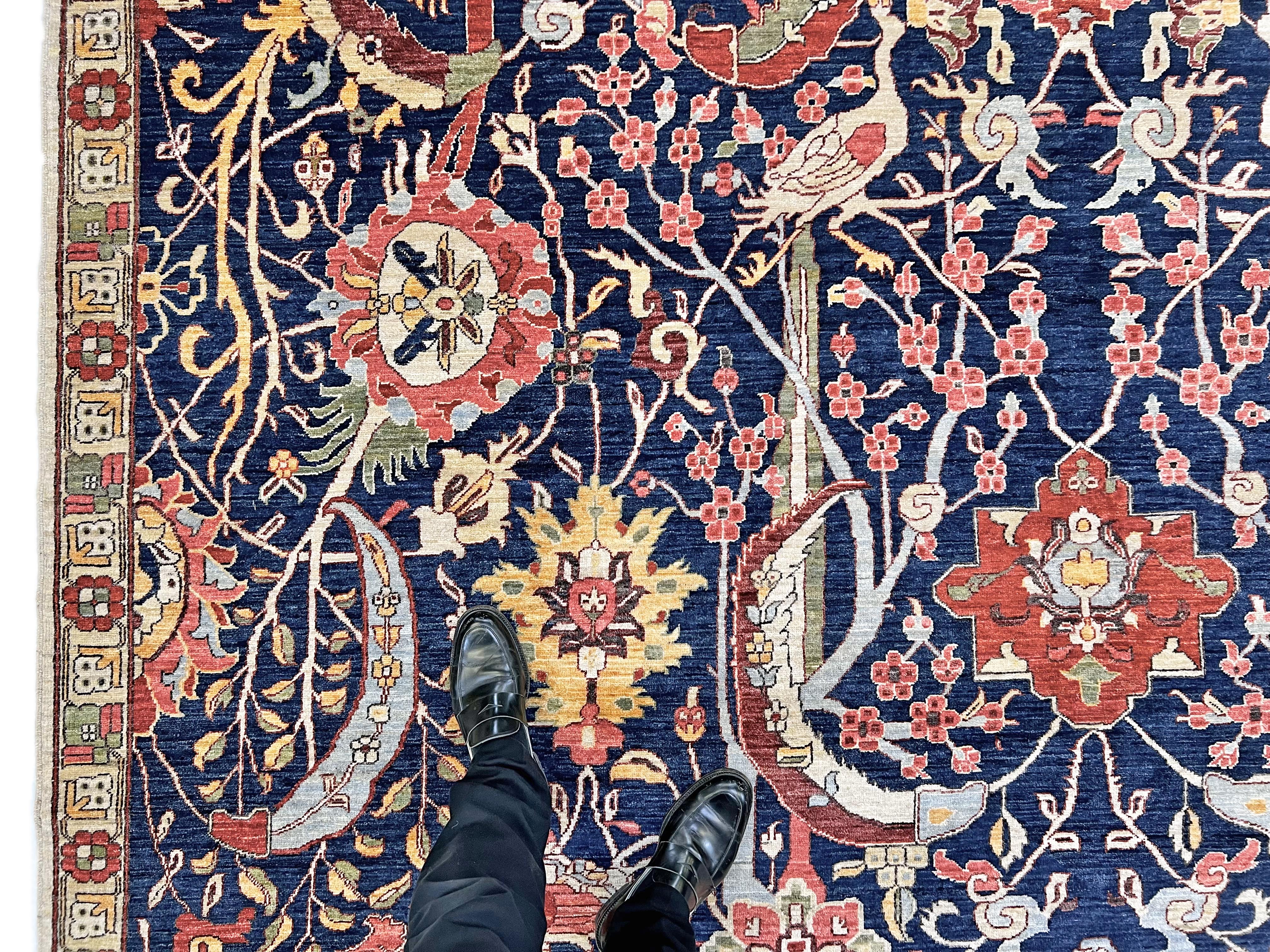 Afghan-made Bird of Paradise (9'03"x12'00") indigo - Image 11