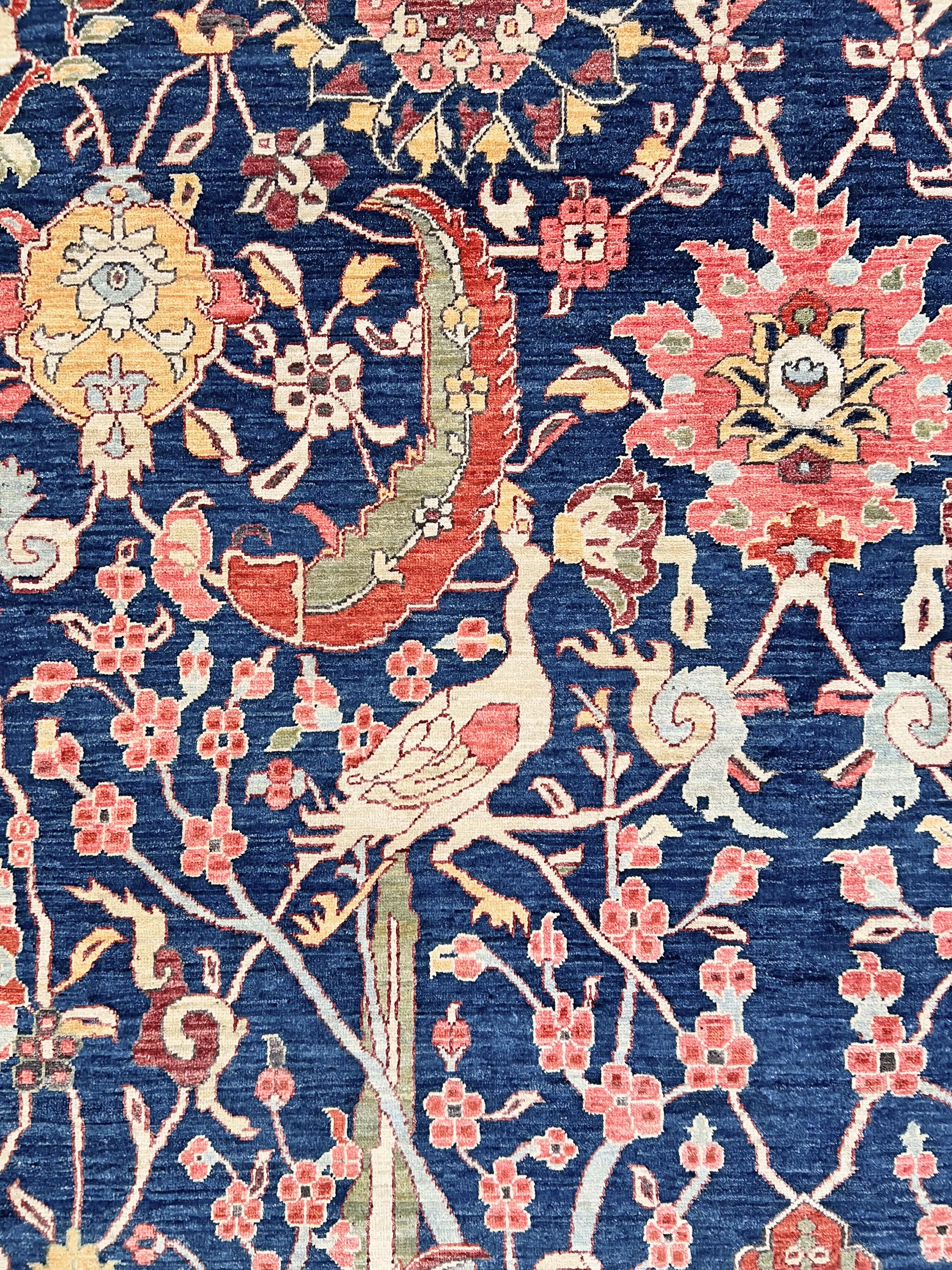 Afghan-made Bird of Paradise (9'03"x12'00") indigo - Image 12