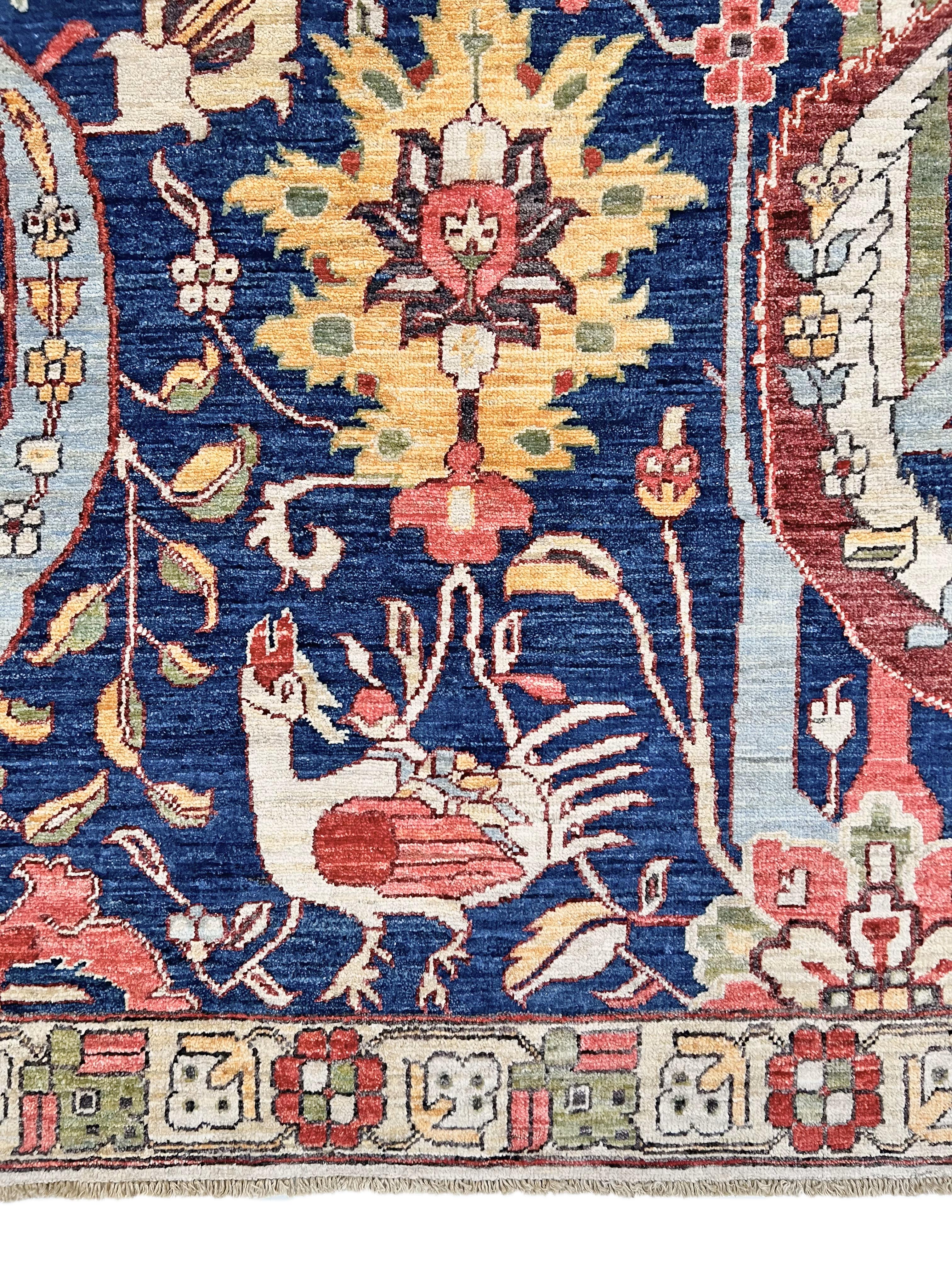 Afghan-made Bird of Paradise (9'03"x12'00") indigo - Image 13