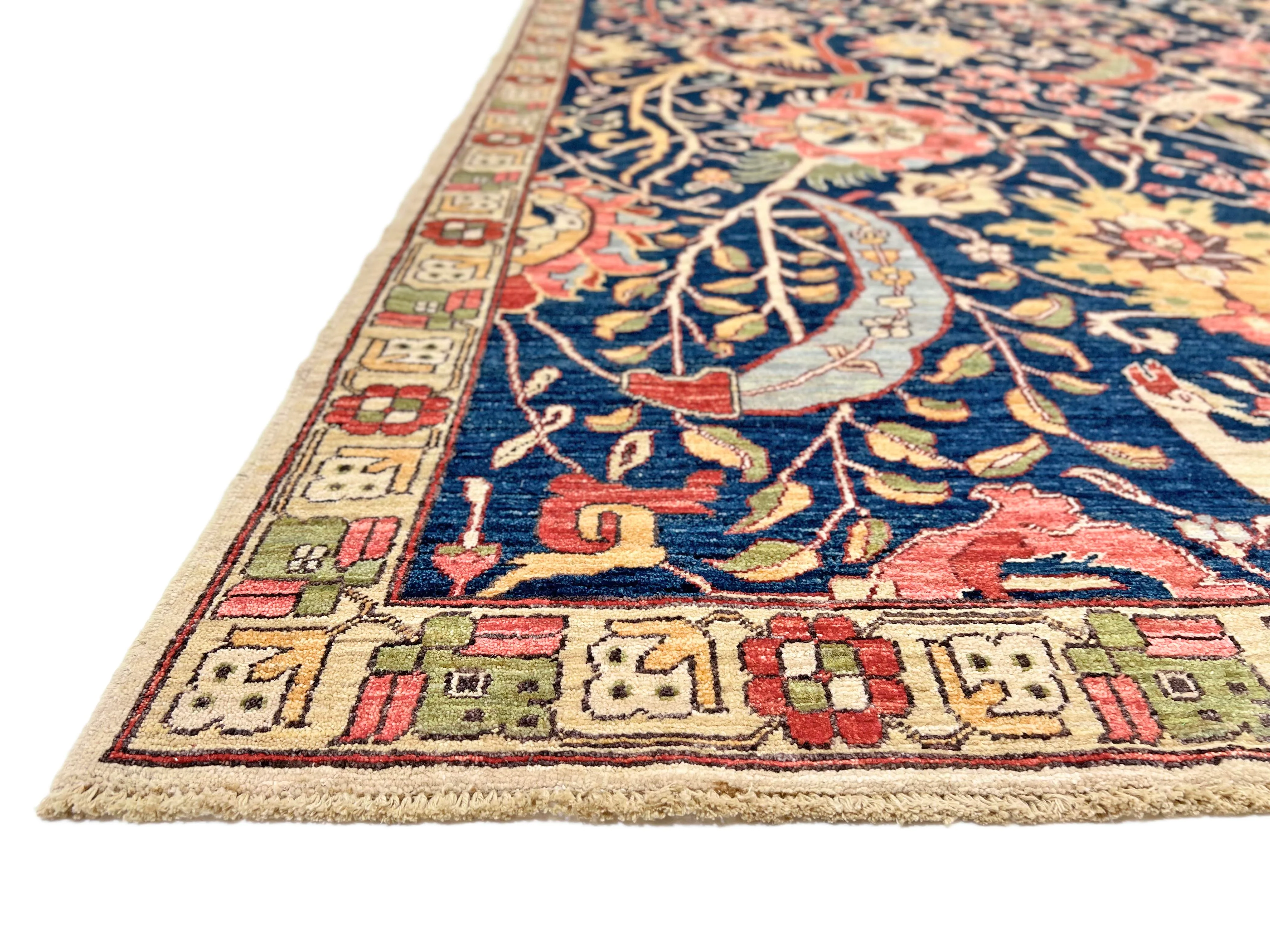 Afghan-made Bird of Paradise (9'03"x12'00") indigo - Image 3