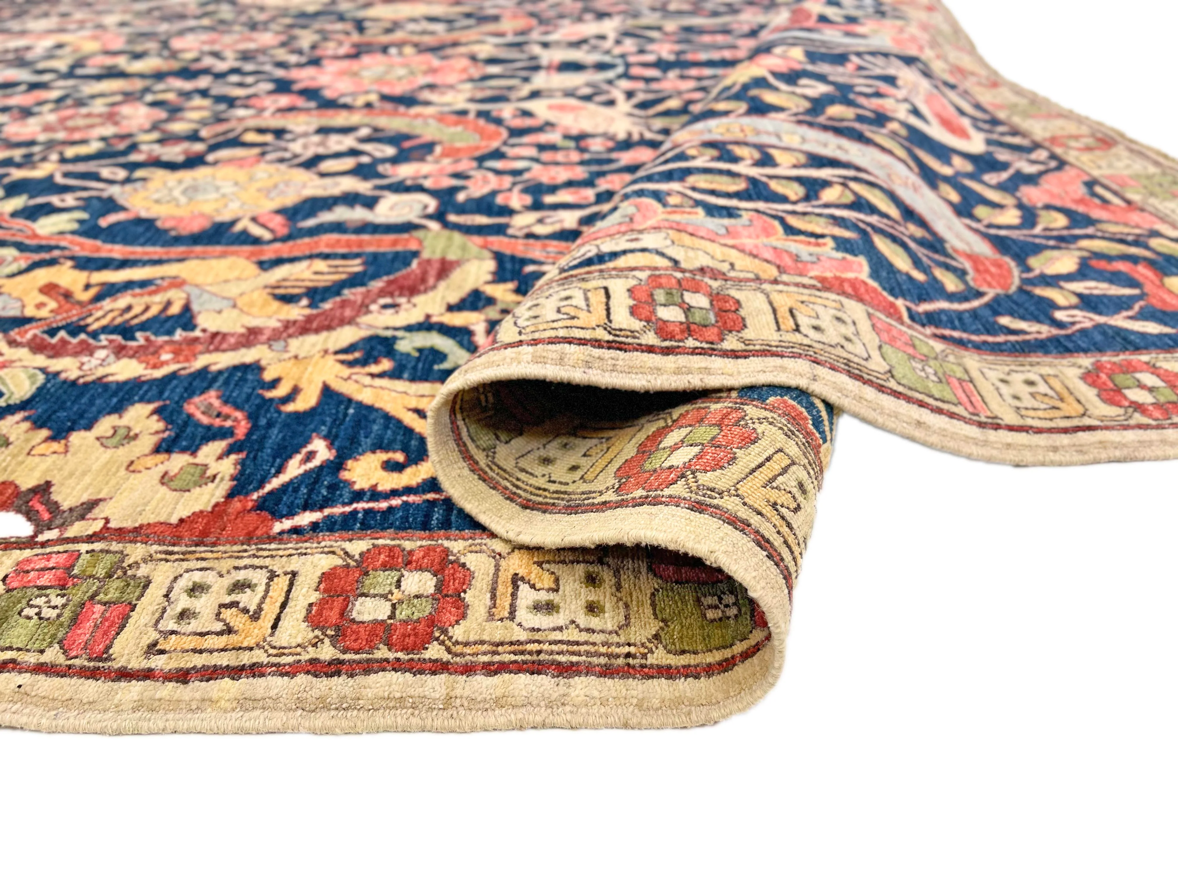 Afghan-made Bird of Paradise (9'03"x12'00") indigo - Image 5
