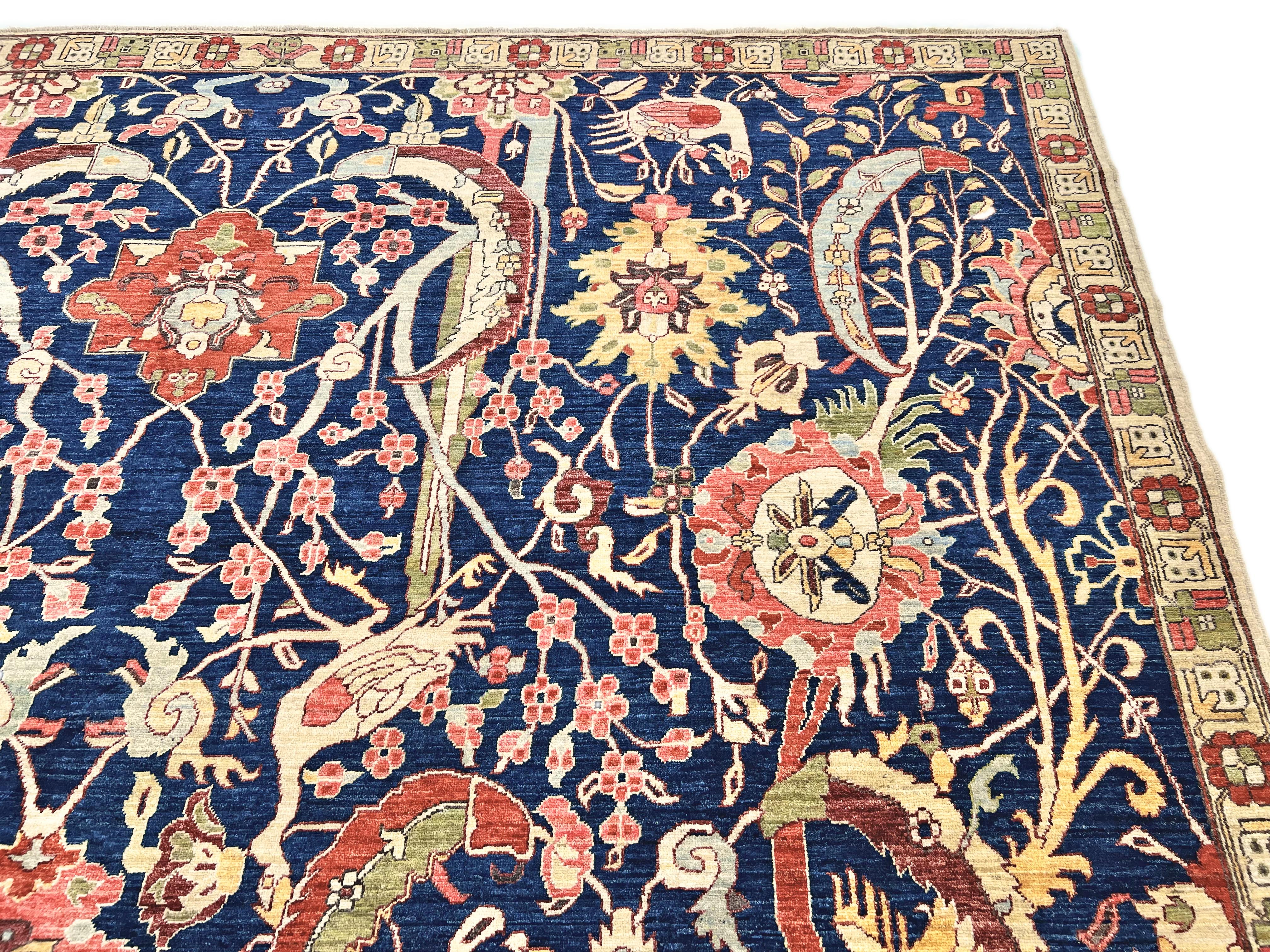 Afghan-made Bird of Paradise (9'03"x12'00") indigo - Image 8