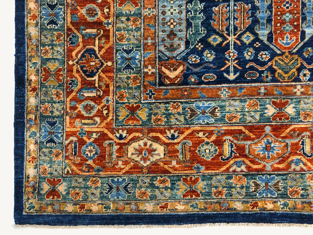 Afghan-Made Serapi (10'00"x13'10") navy/rust - Image 2