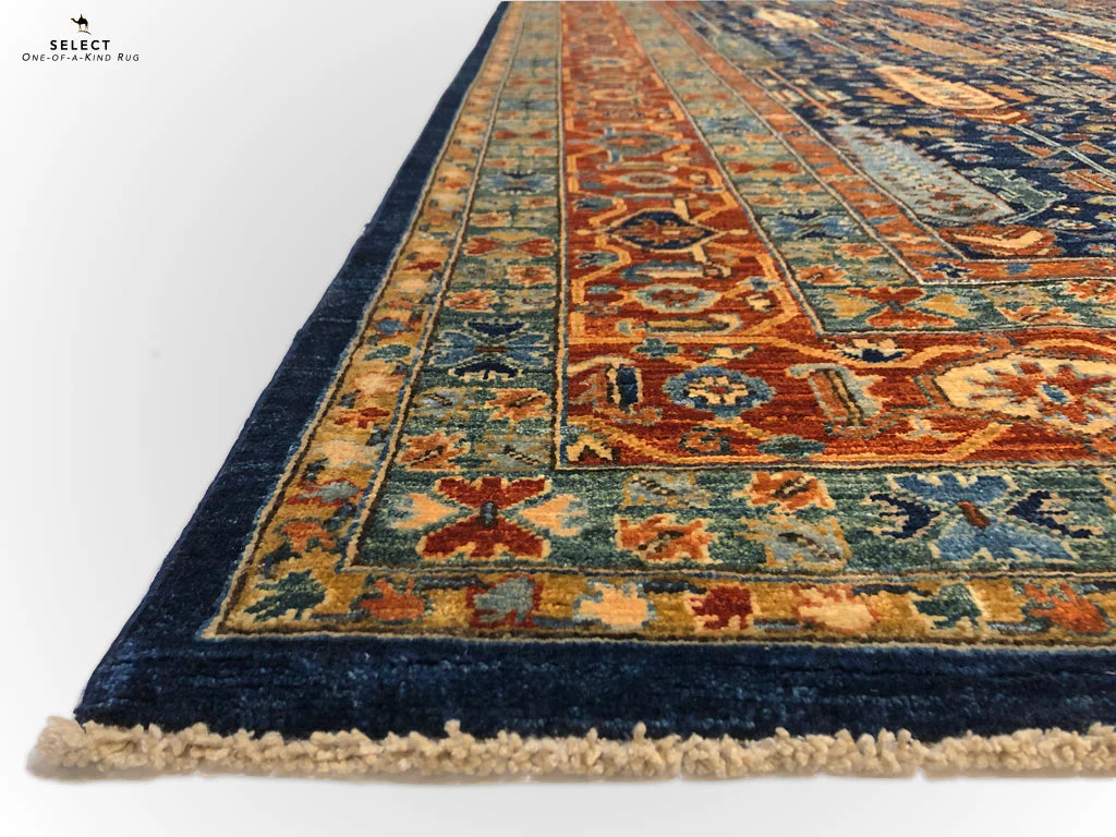 Afghan-Made Serapi (10'00"x13'10") navy/rust - Image 3