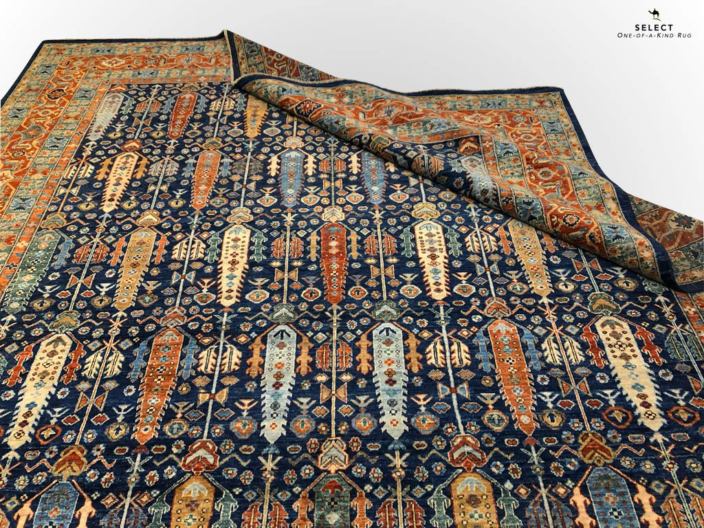 Afghan-Made Serapi (10'00"x13'10") navy/rust - Image 7