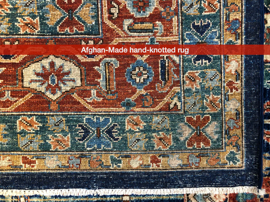 Afghan-Made Serapi (10'00"x13'10") navy/rust - Image 9
