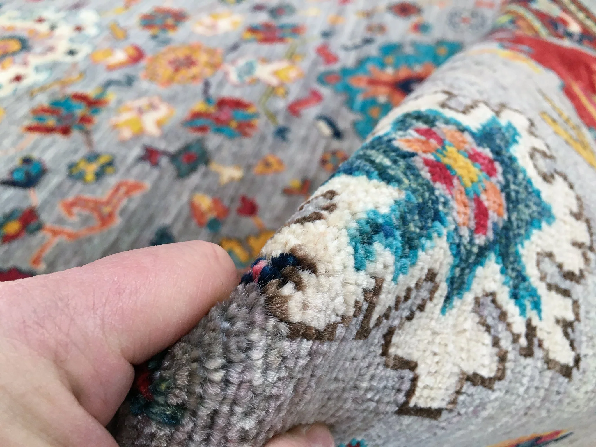 Afghan Oushak (8'11"x12'04") gray/jewel tones - Image 6