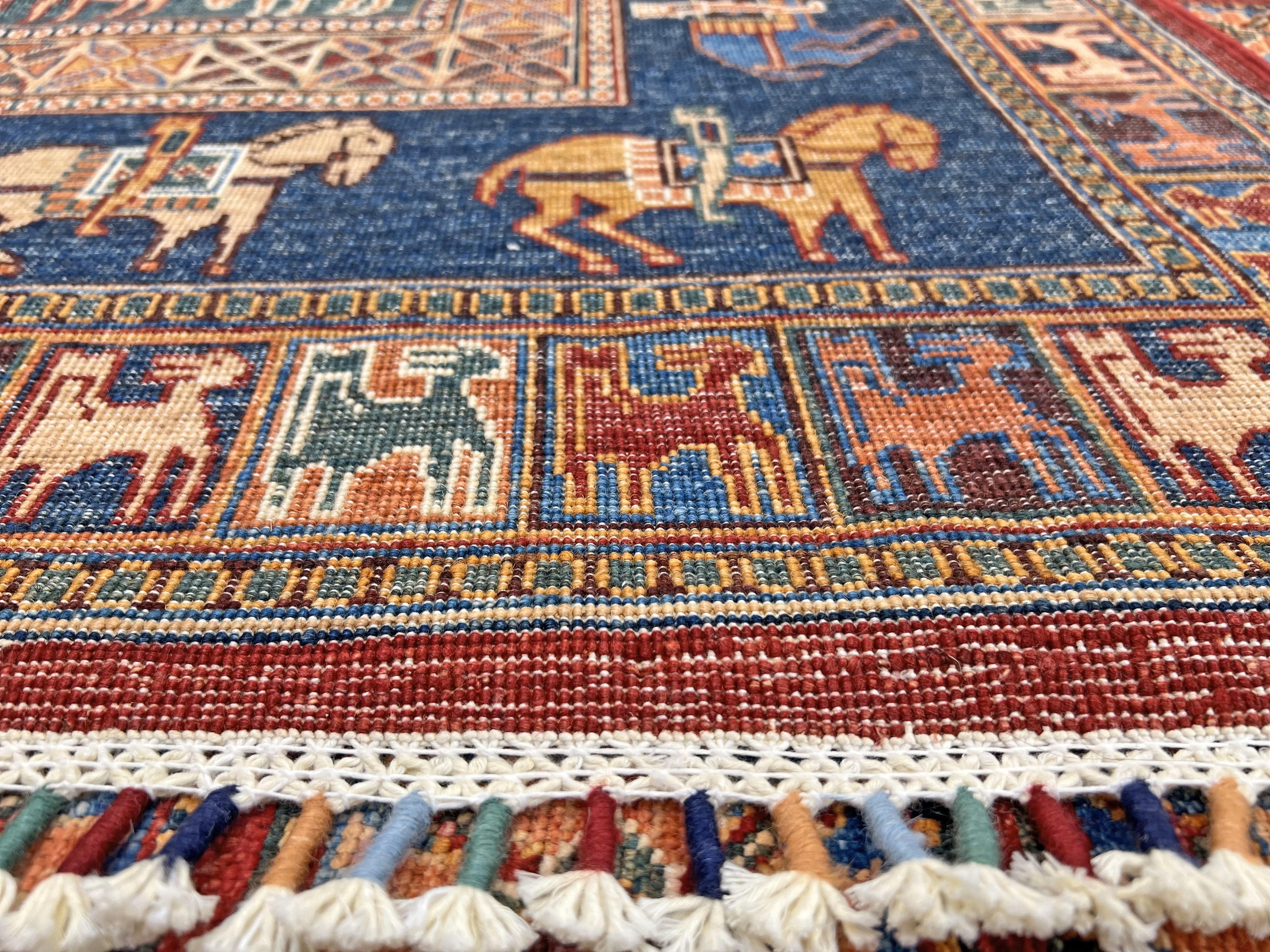 Afghan Pazyryk (8'08"x12'02") red/blue - Image 11