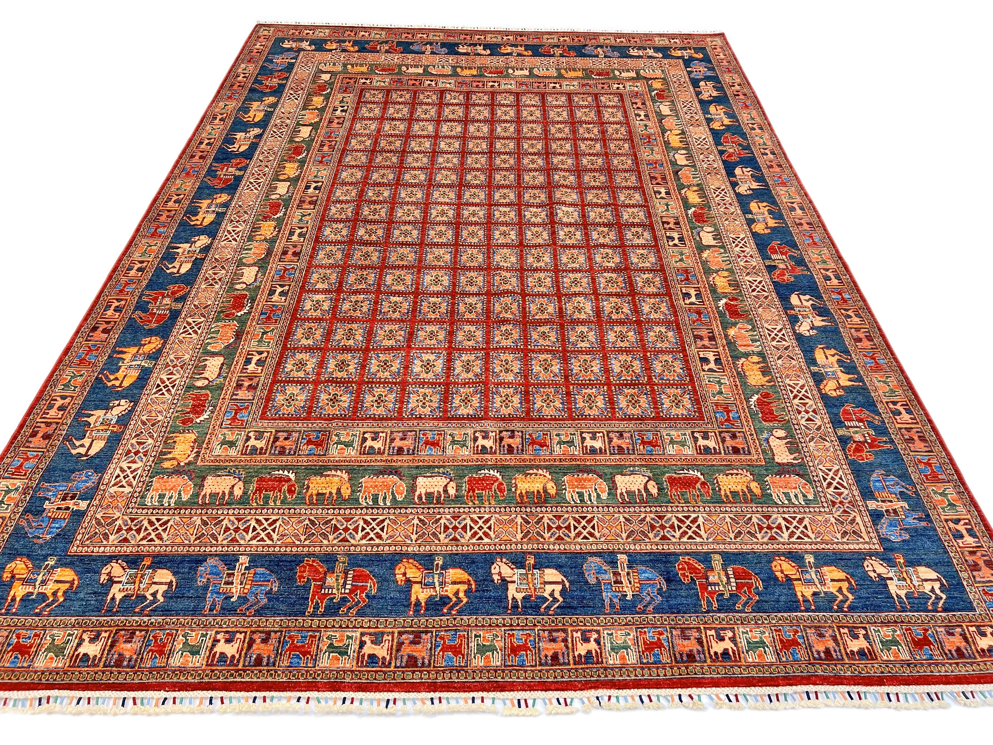 Afghan Pazyryk (8'08"x12'02") red/blue - Image 2
