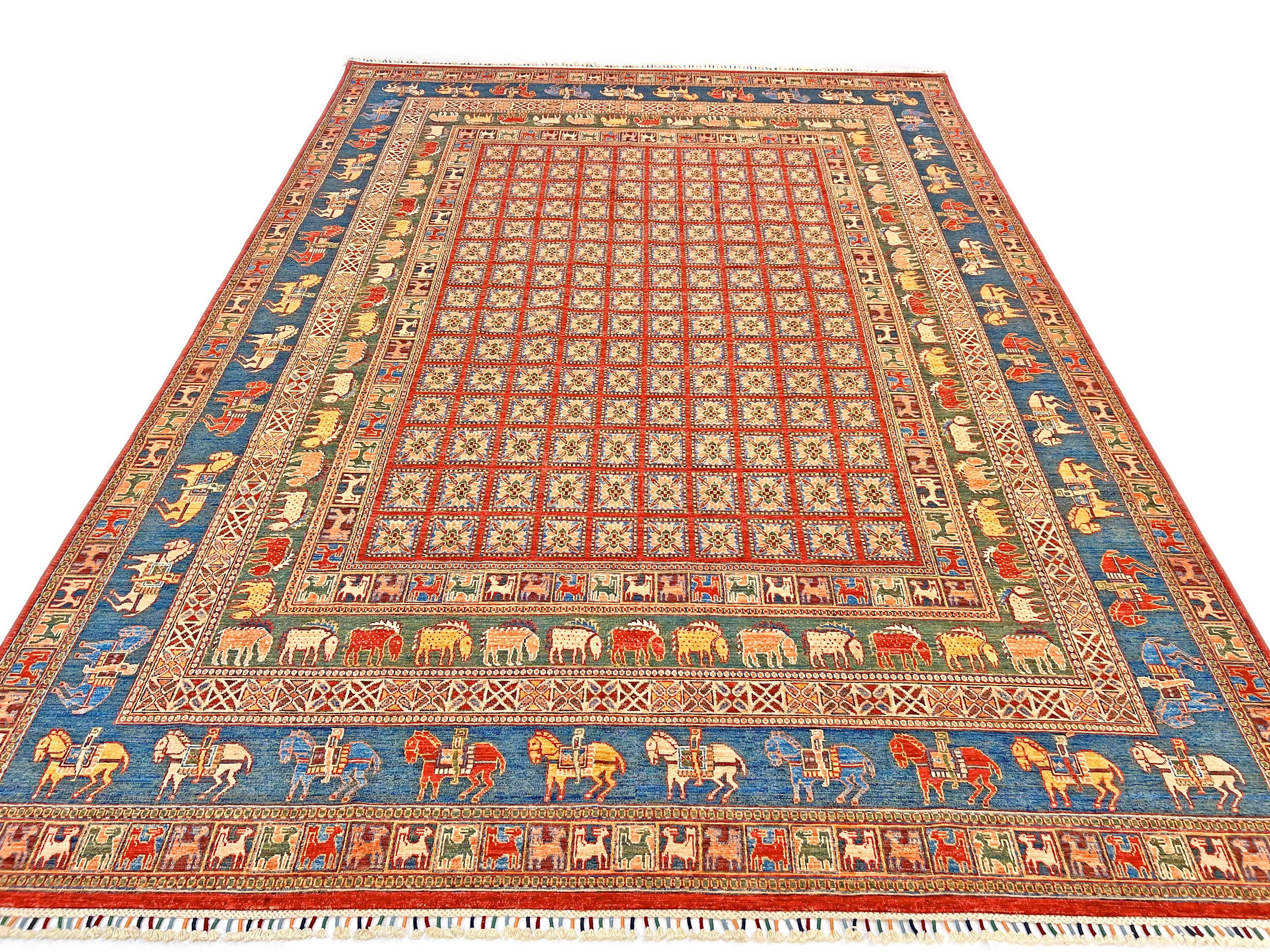 Afghan Pazyryk (8'08"x12'02") red/blue - Image 3