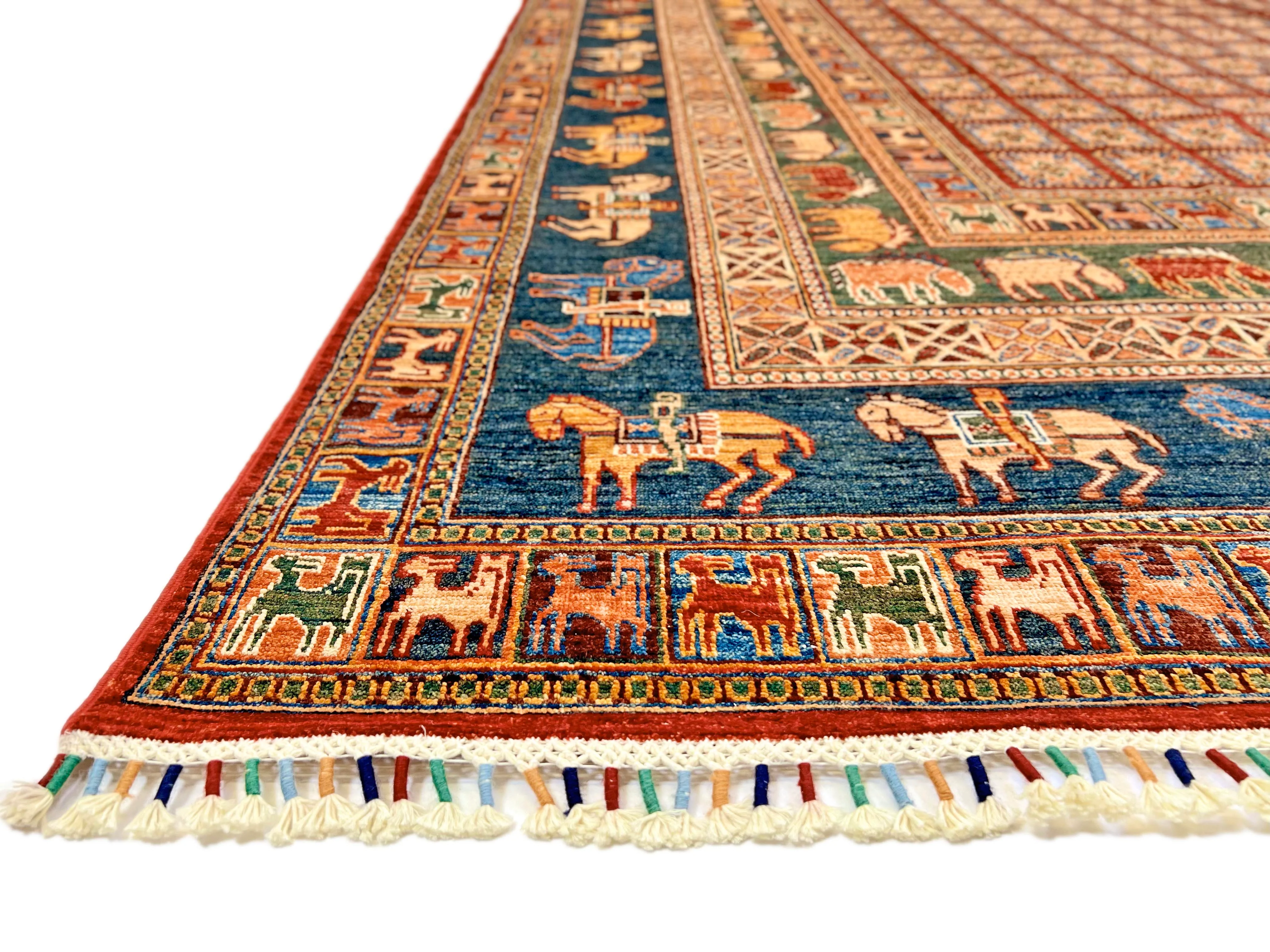 Afghan Pazyryk (8'08"x12'02") red/blue - Image 5