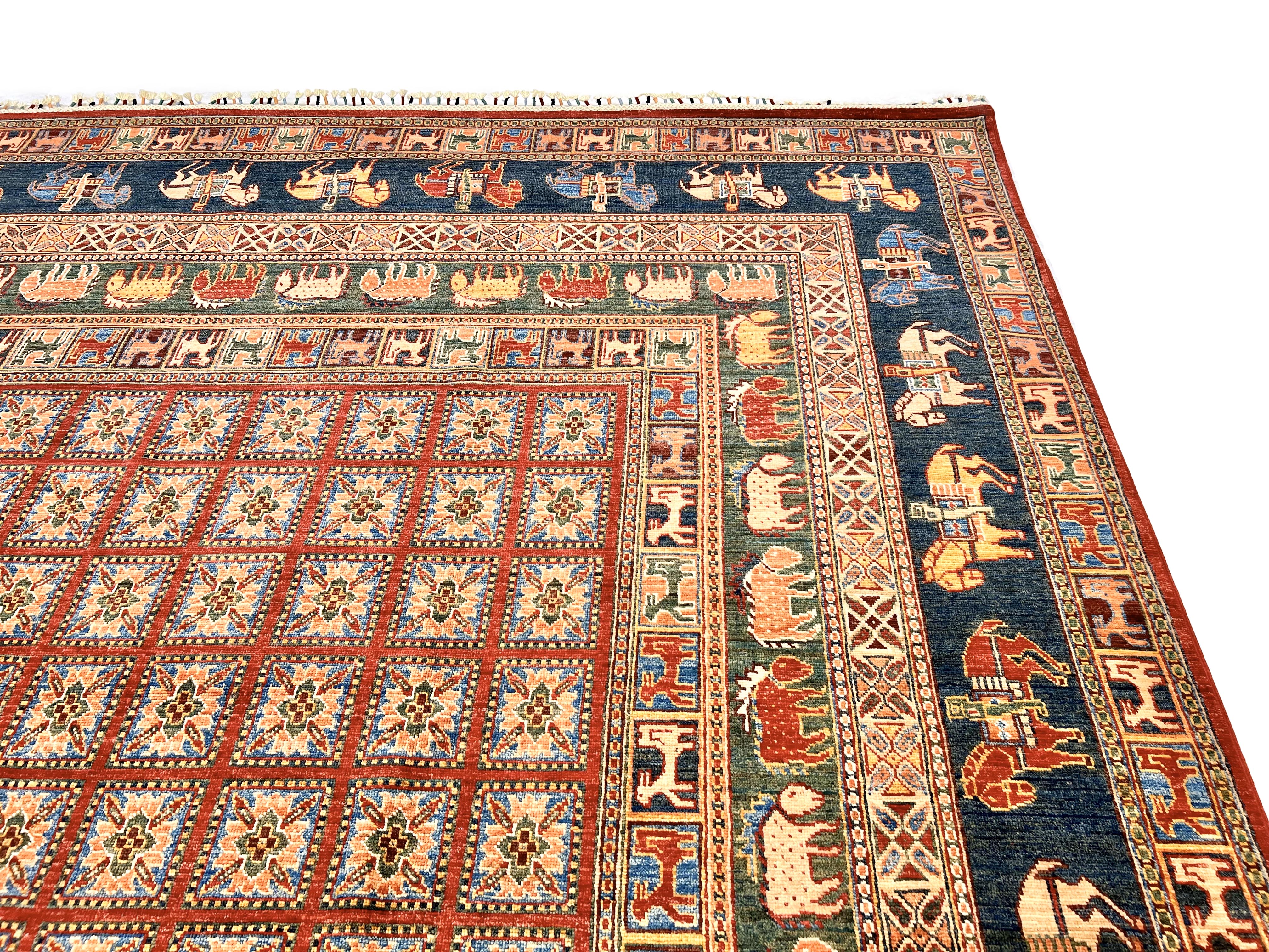 Afghan Pazyryk (8'08"x12'02") red/blue - Image 9