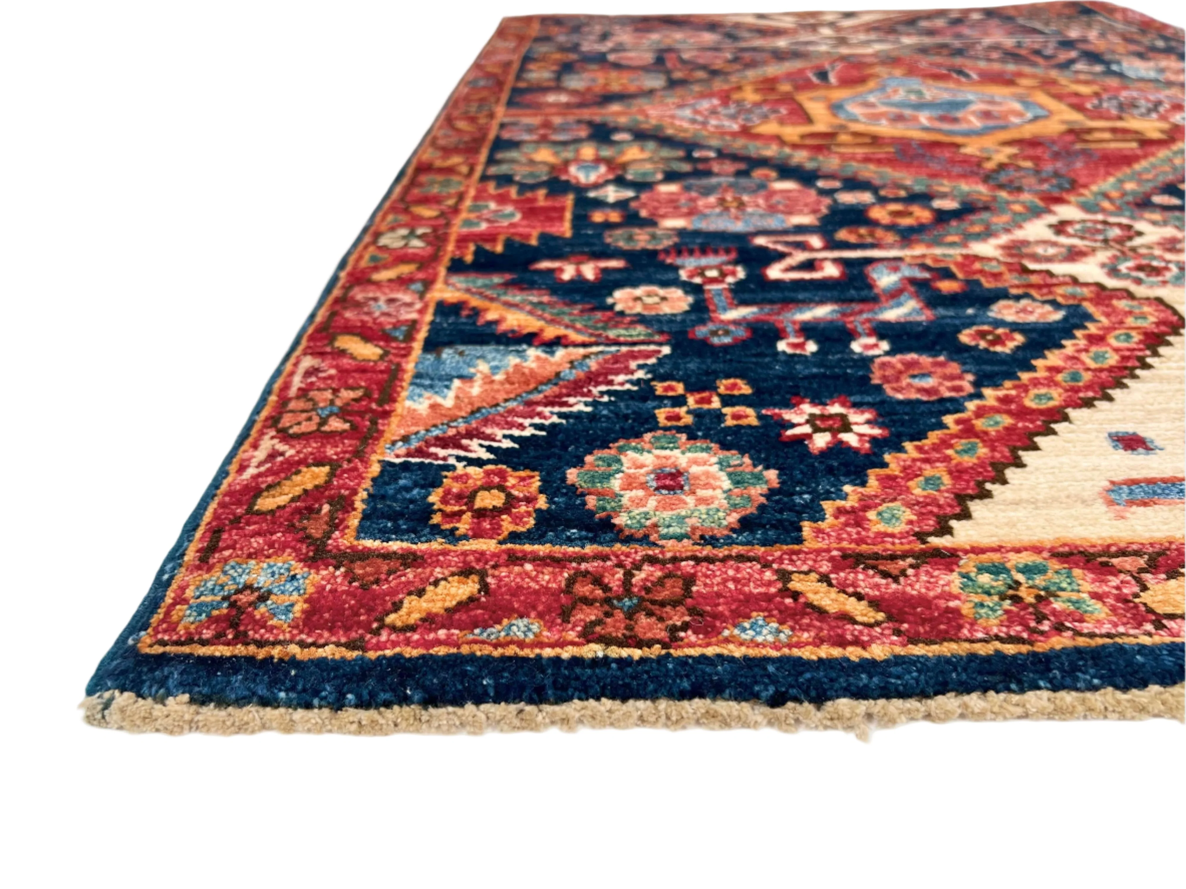 Afghan Qashqai (2'08"x3'10") blue/red - Image 2
