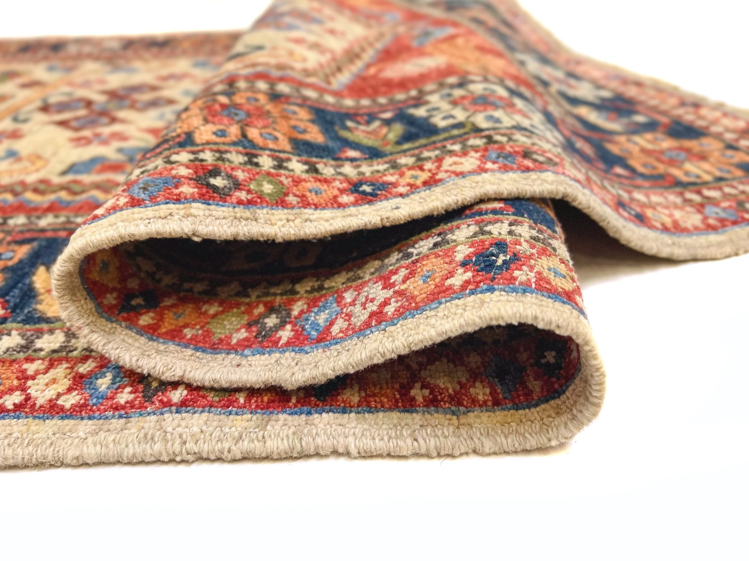 Afghan Qashqai Runner (3'00"x8'02) ivory/navy - Image 5