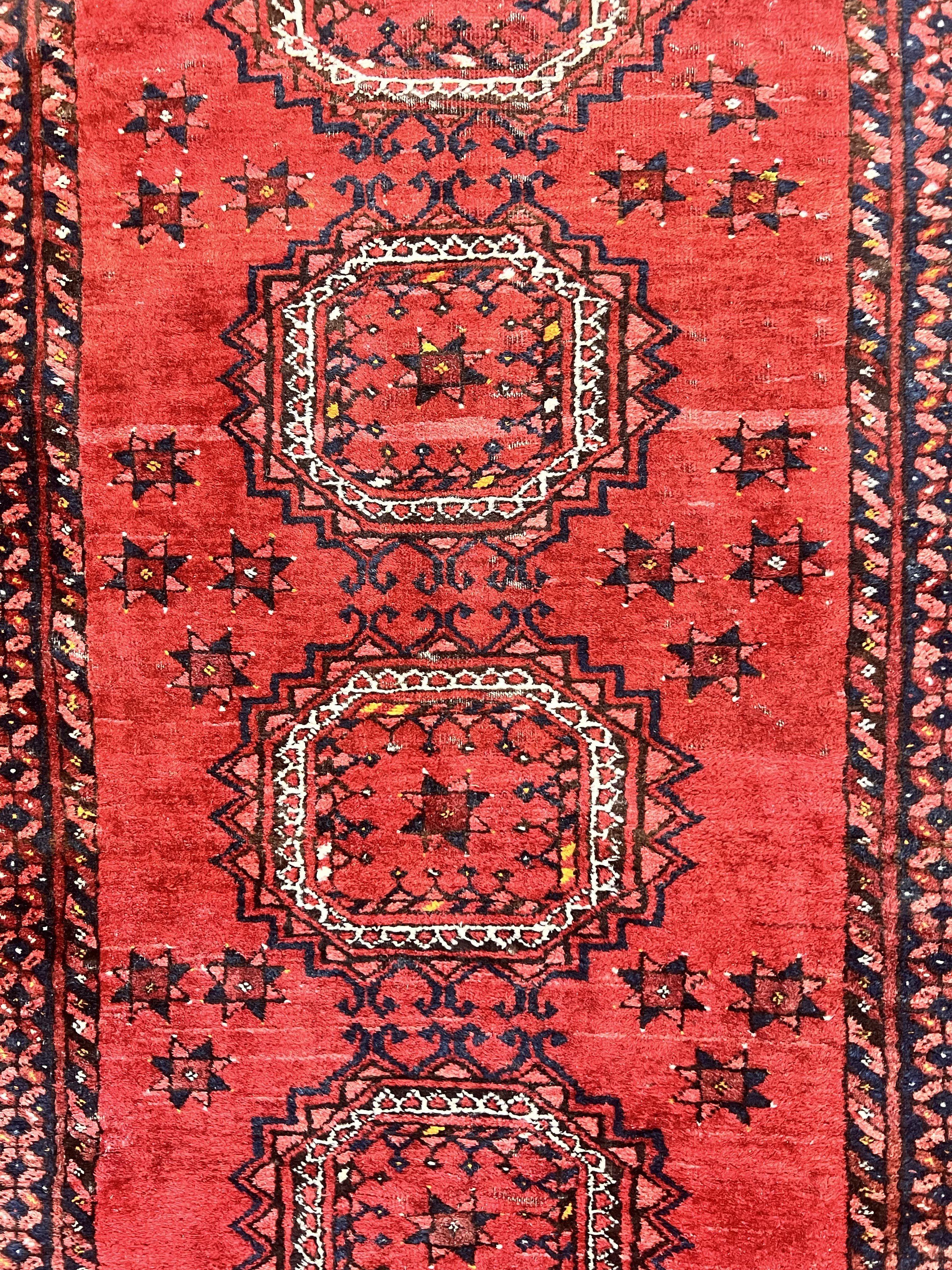 Afghan Rug 3x6, Semi Antique Vintage Oriental Carpet, Wool Handmade Red Rug, Tribal Rug, Afghan Beshir Rug - Image 4
