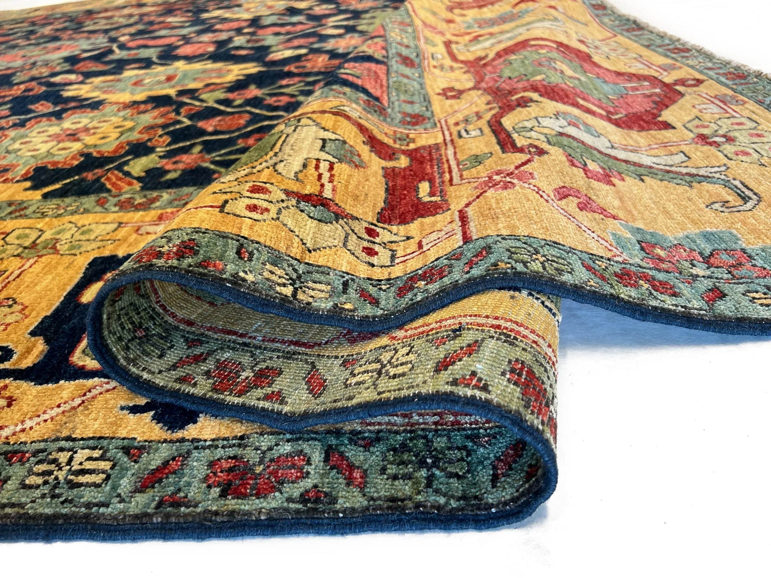Afghan Serapi (10'00"x13'08") navy/gold - Image 5