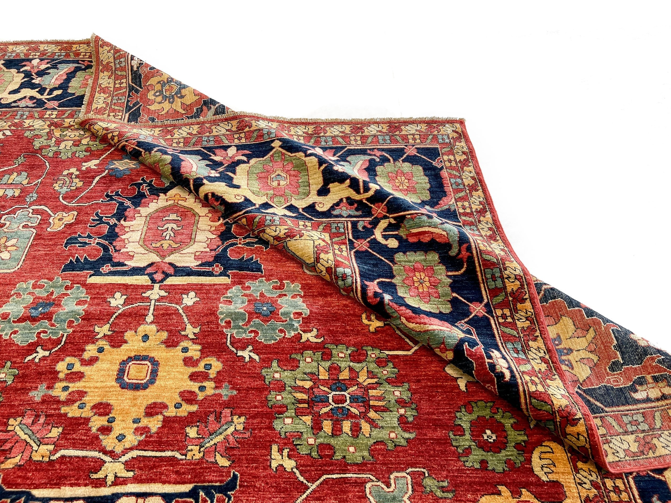 Afghan Serapi (8'09"x12'07") red/blue - Image 7