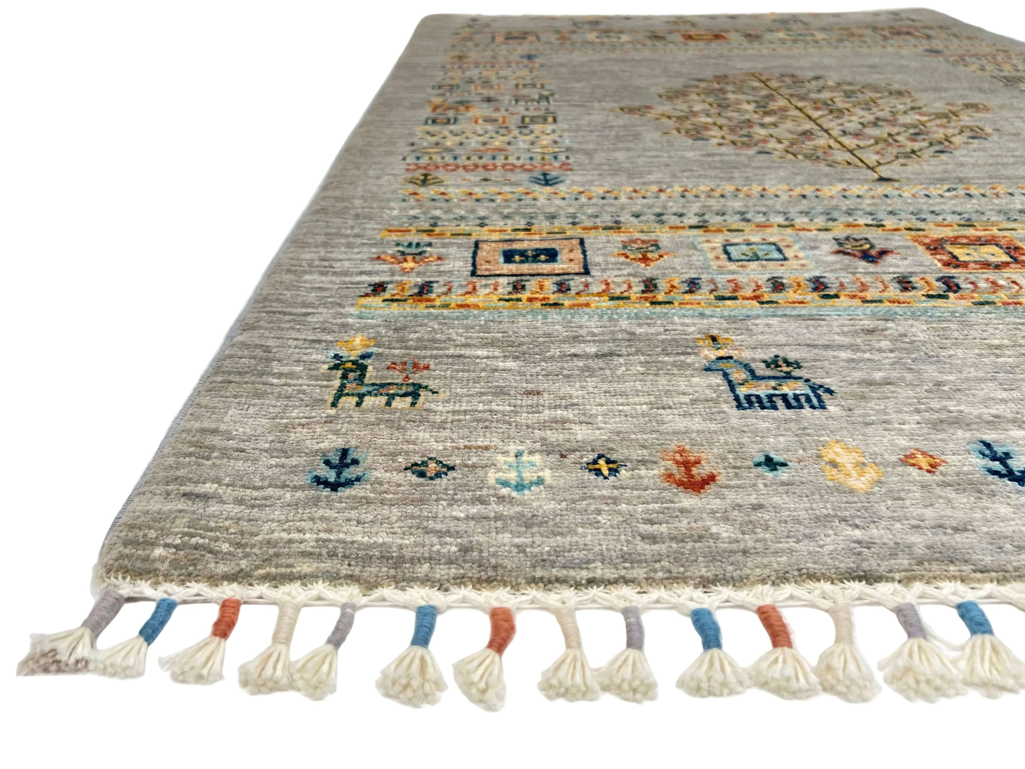 Afghan Tree of Life Gabbeh (3'03"x4'10") silver - Image 2