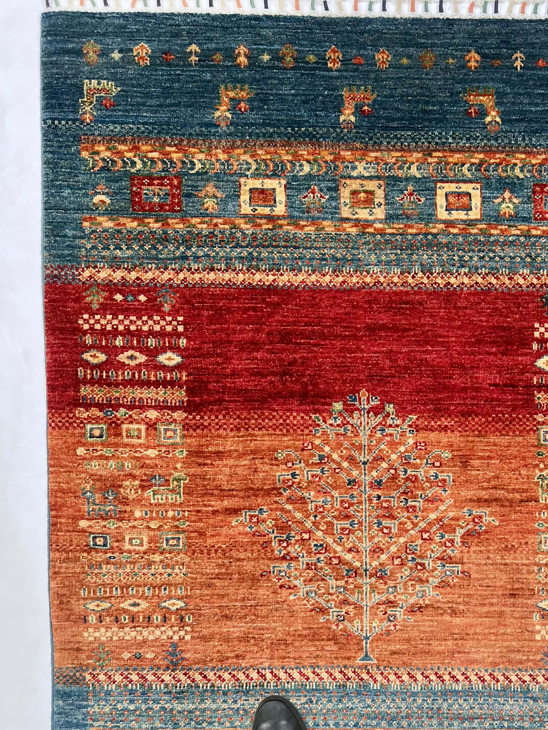 Afghan Tree of Life Gabbeh (3'04"x5'00") rust/blue - Image 6