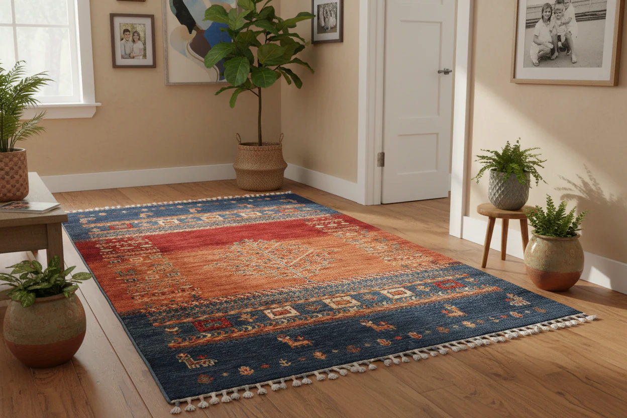 Afghan Tree of Life Gabbeh (3'04"x5'00") rust/blue - Image 8