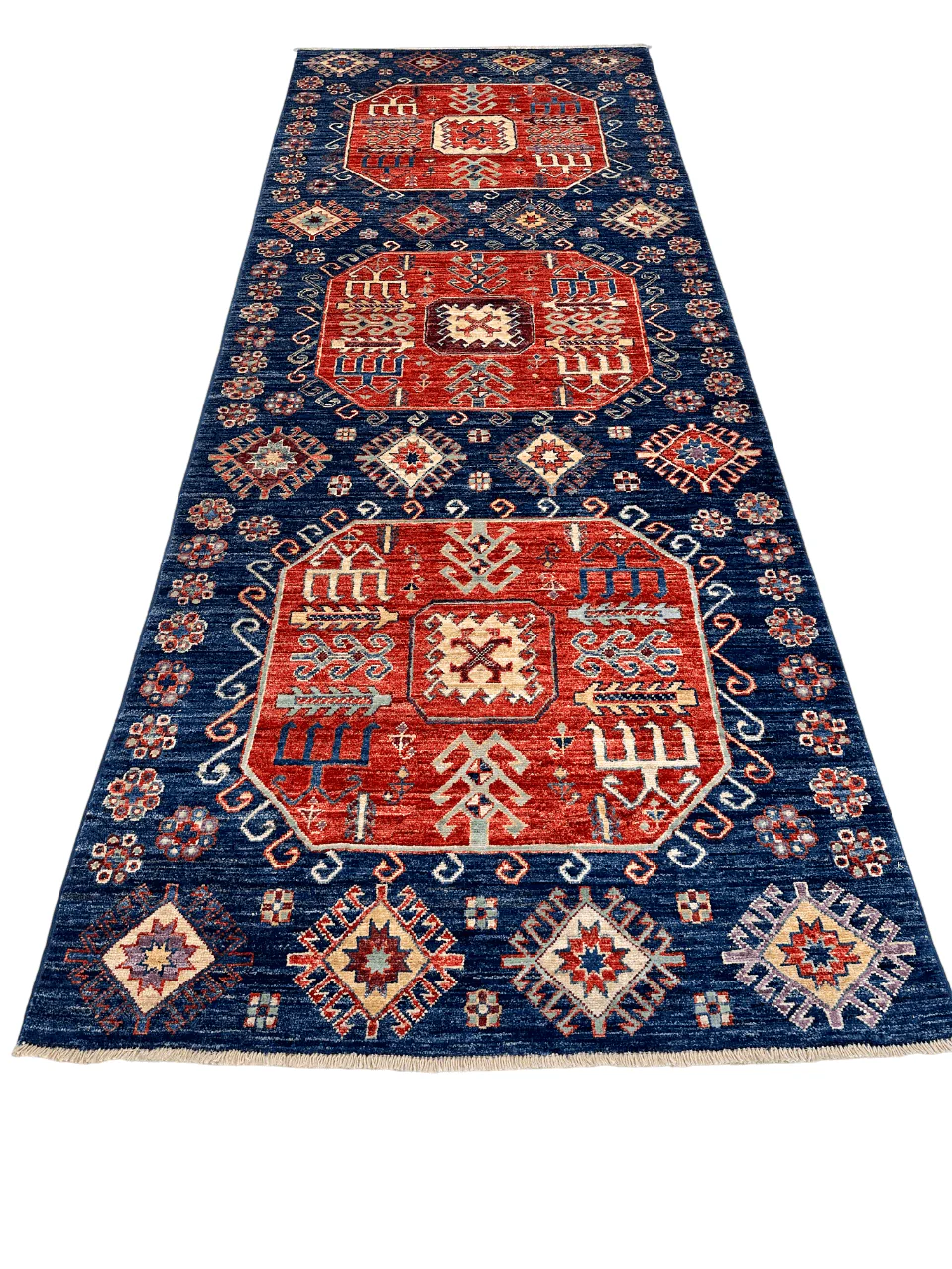 Afghan Turkoman (3'10"x10'01") blue/red - Image 6