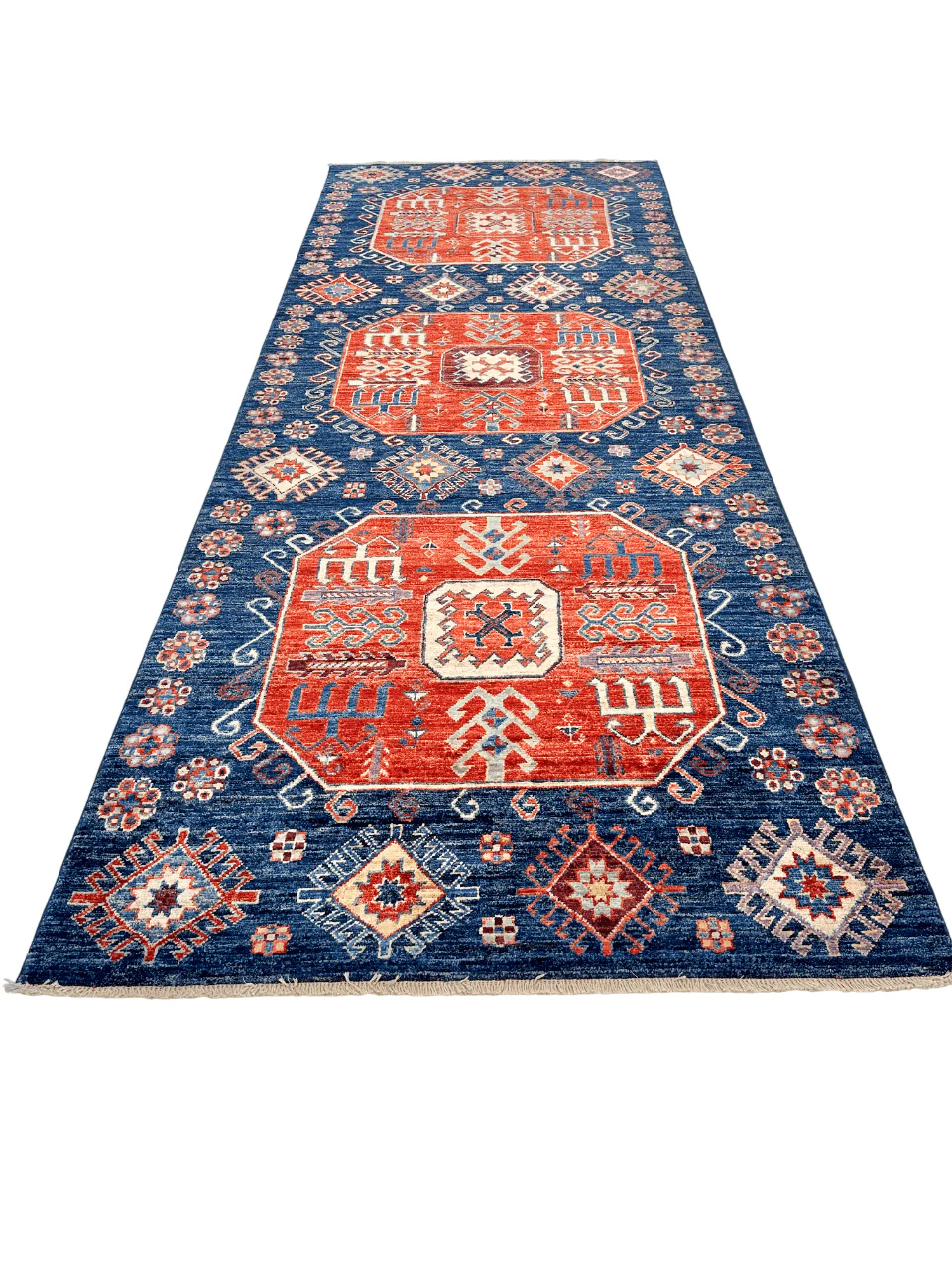 Afghan Turkoman (3'10"x10'01") blue/red - Image 7
