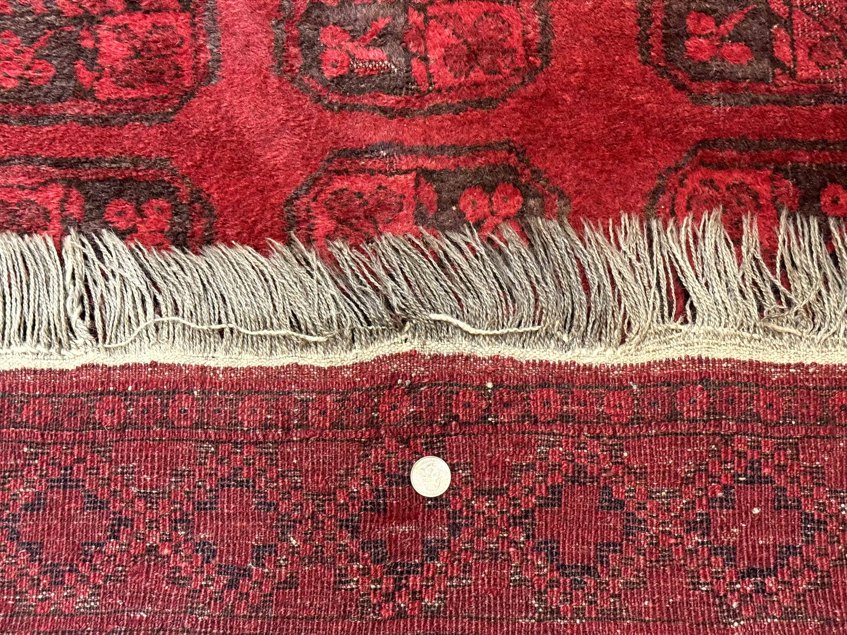 Afghan Turkoman Bokhara Bashir Rug 3x6, Red - Image 10