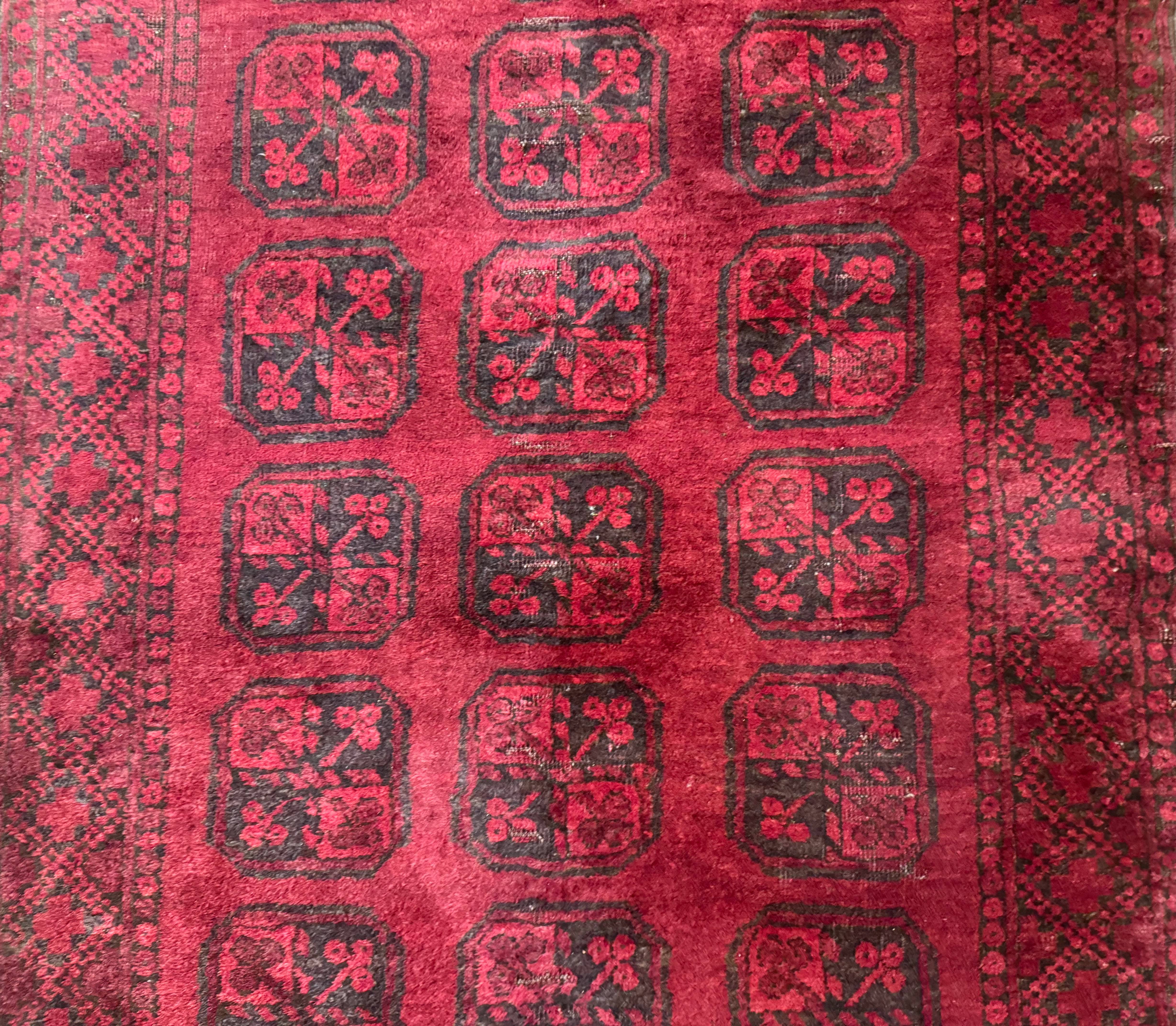 Afghan Turkoman Bokhara Bashir Rug 3x6, Red - Image 4