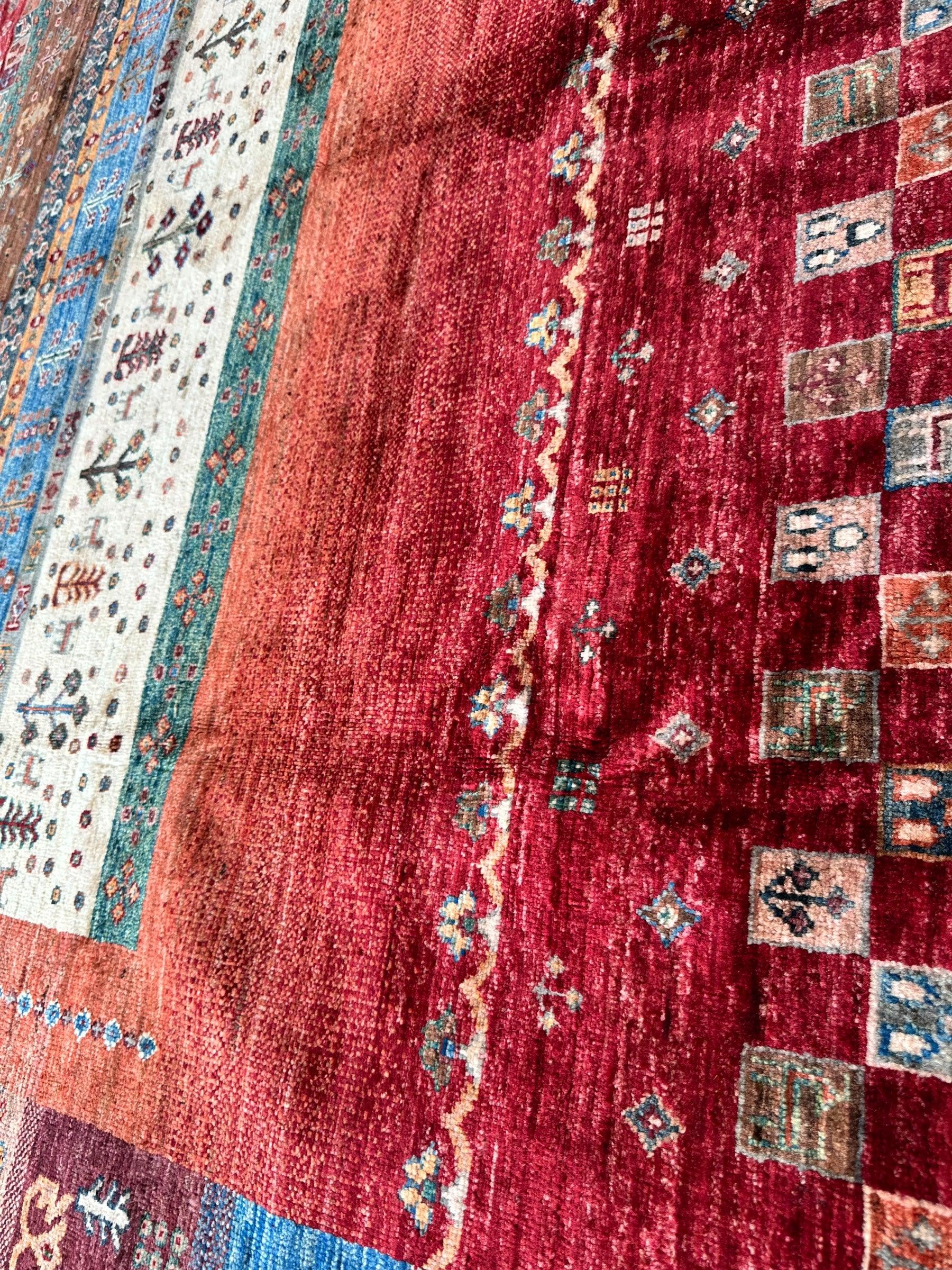 Afghani Khorjin Wool Rug – 7' x 9'10" – Vibrant Geometric & Tribal Patterns - Image 13
