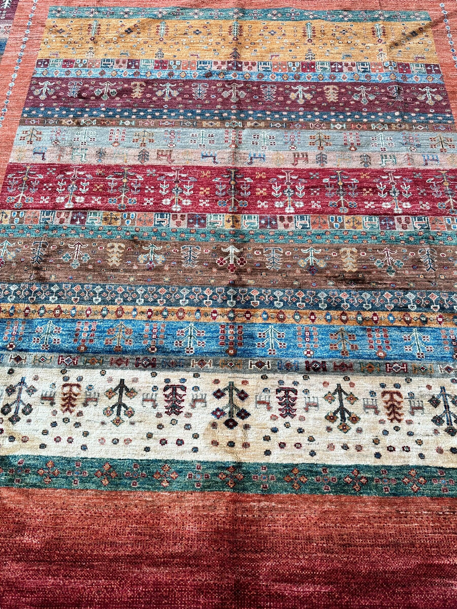 Afghani Khorjin Wool Rug – 7' x 9'10" – Vibrant Geometric & Tribal Patterns - Image 4
