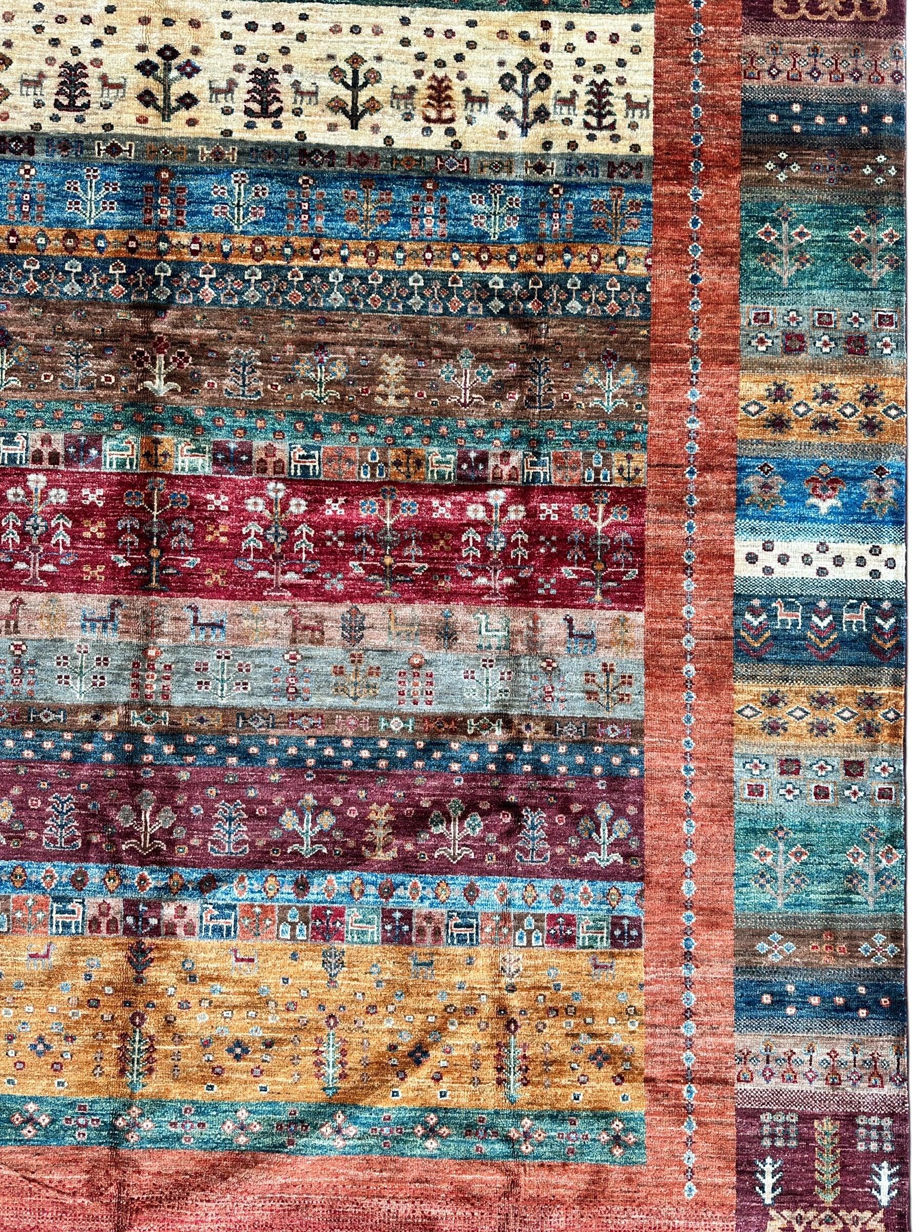 Afghani Khorjin Wool Rug – 7' x 9'10" – Vibrant Geometric & Tribal Patterns - Image 6
