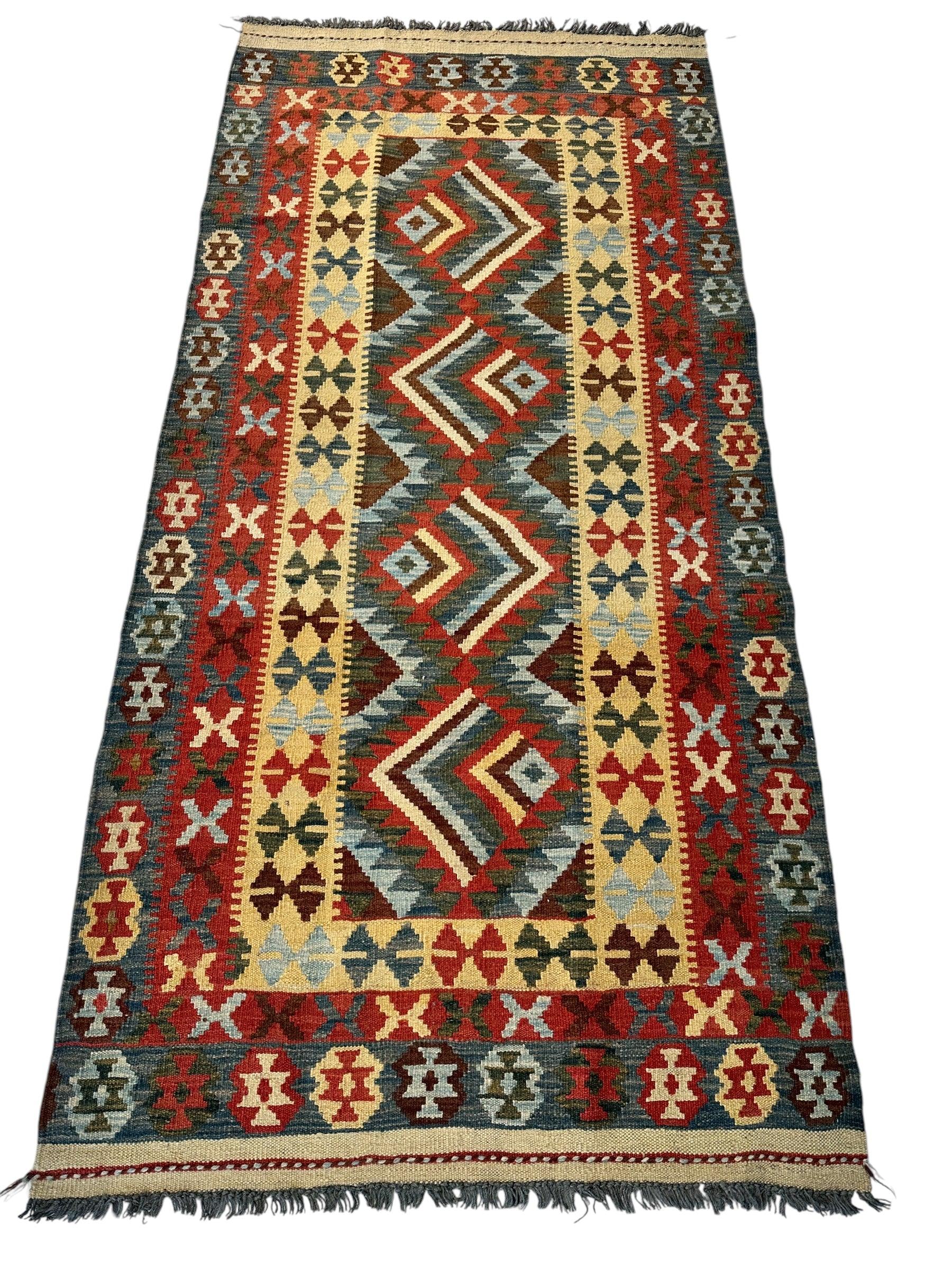 Afghani Maimana Kilim Wide Runner Rug 3’3” x 6’8” - Image 2