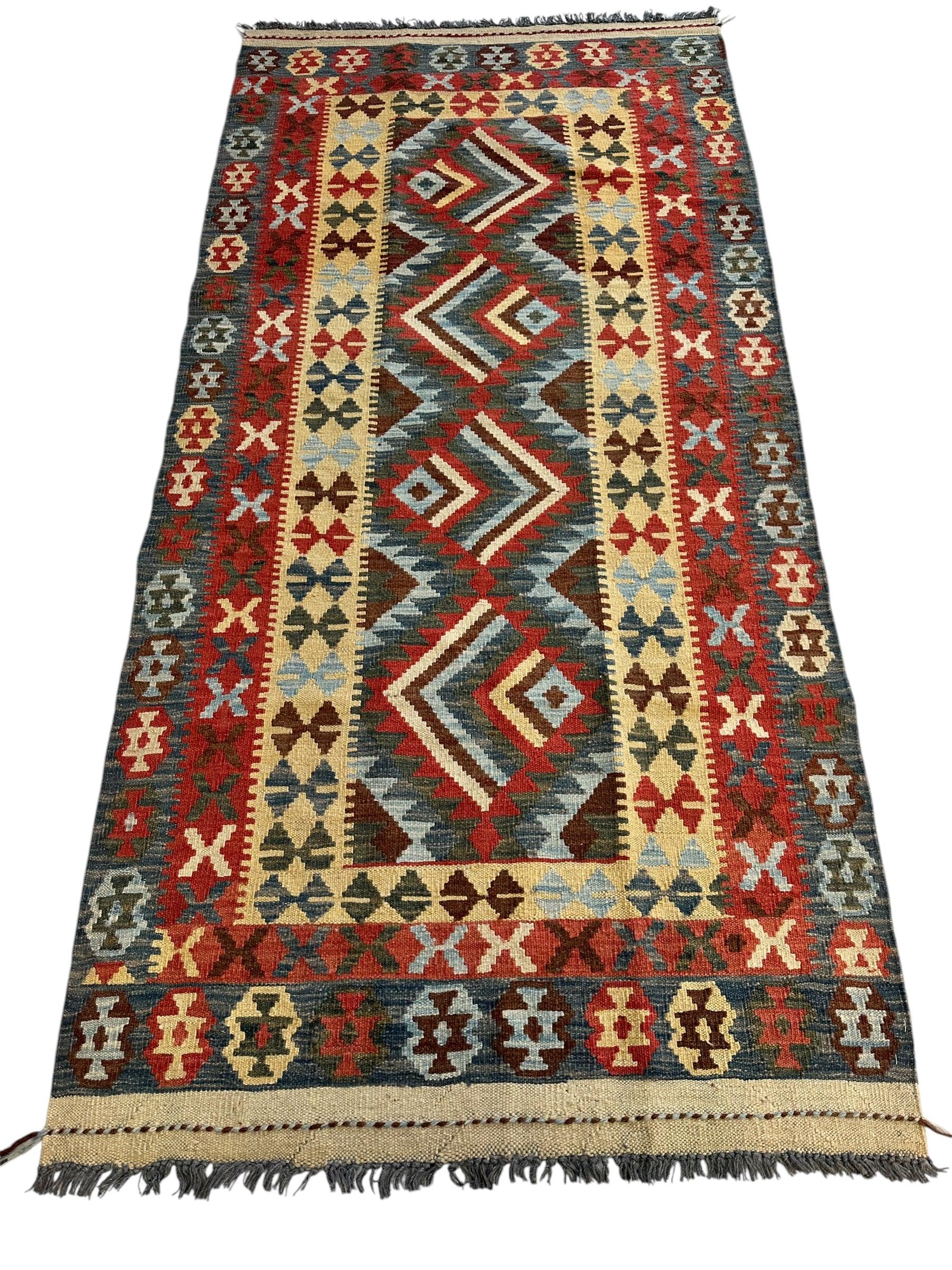 Afghani Maimana Kilim Wide Runner Rug 3’3” x 6’8” - Image 3