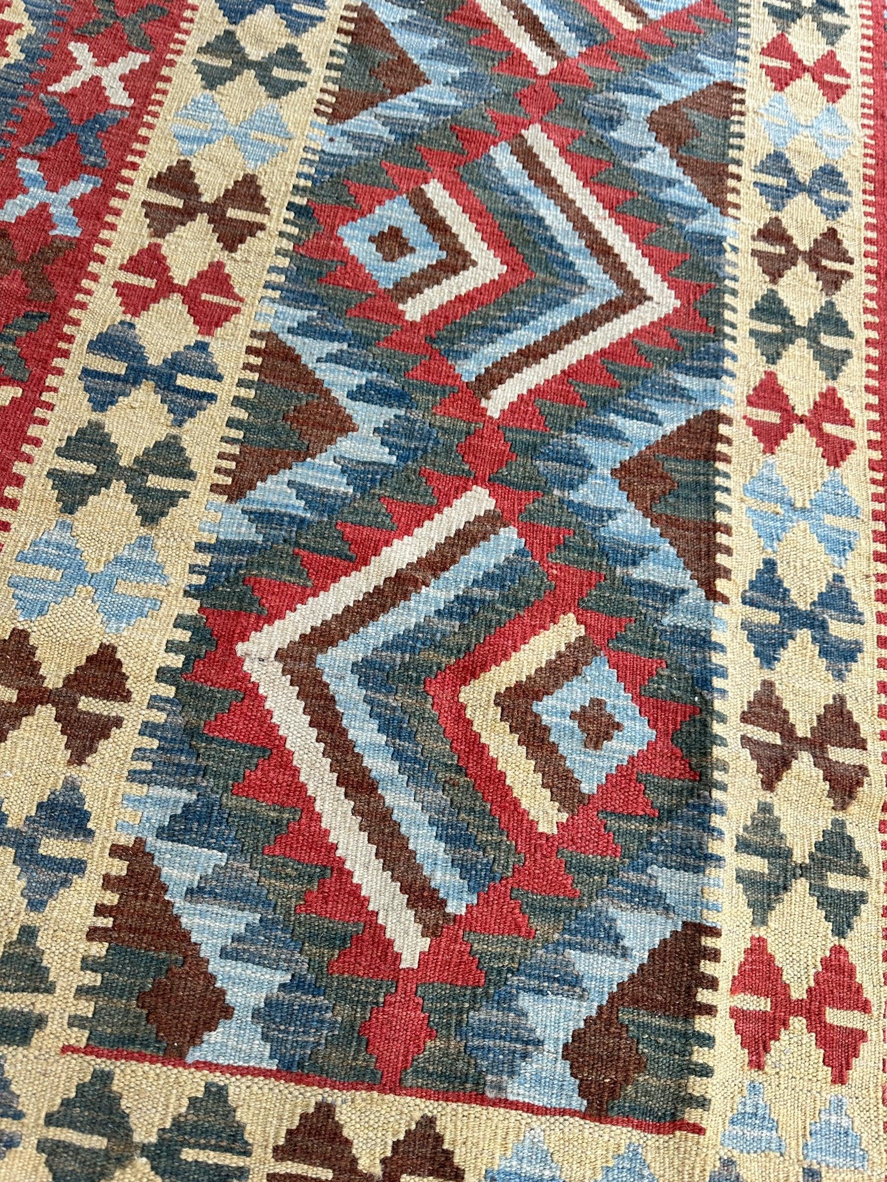 Afghani Maimana Kilim Wide Runner Rug 3’3” x 6’8” - Image 4