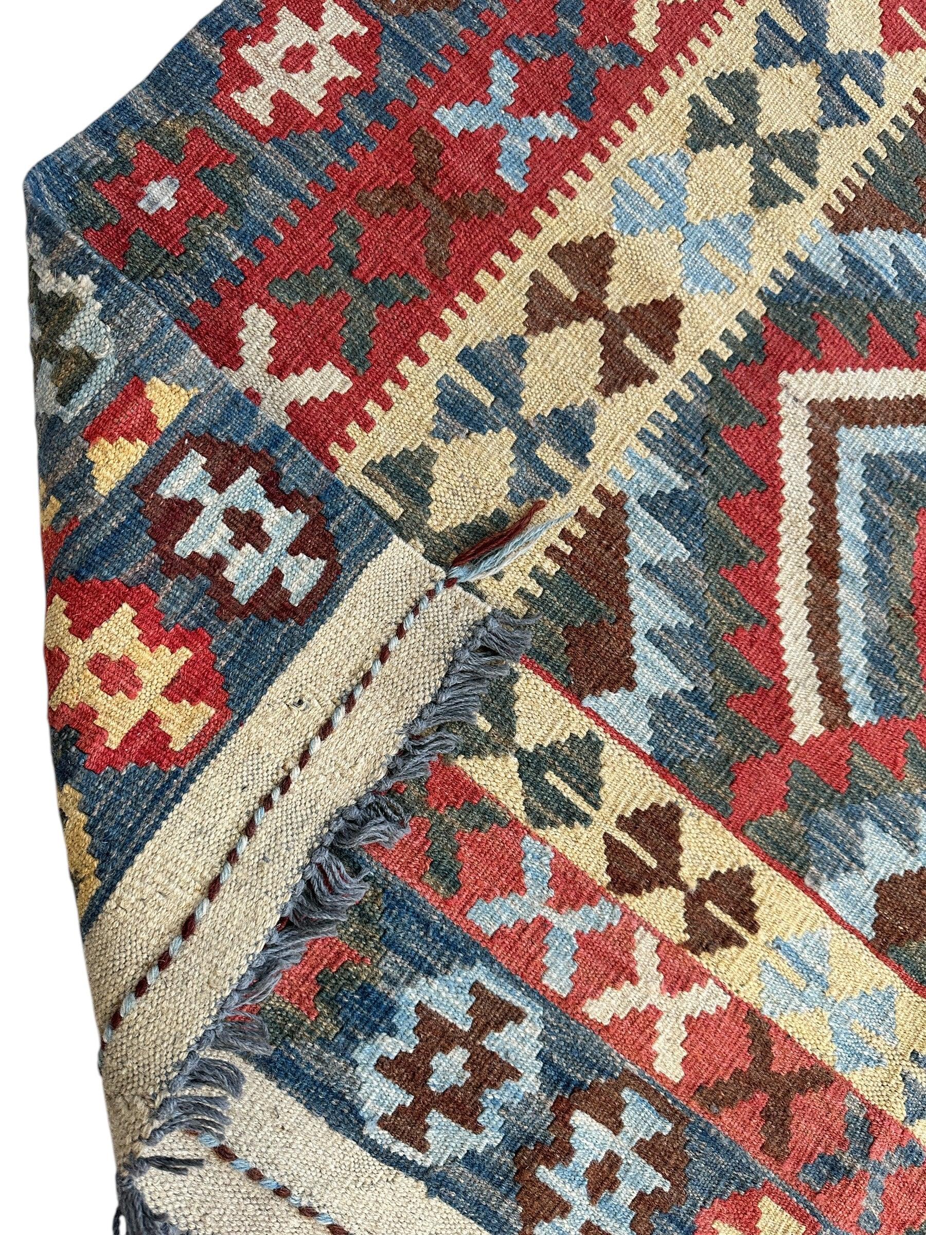 Afghani Maimana Kilim Wide Runner Rug 3’3” x 6’8” - Image 5