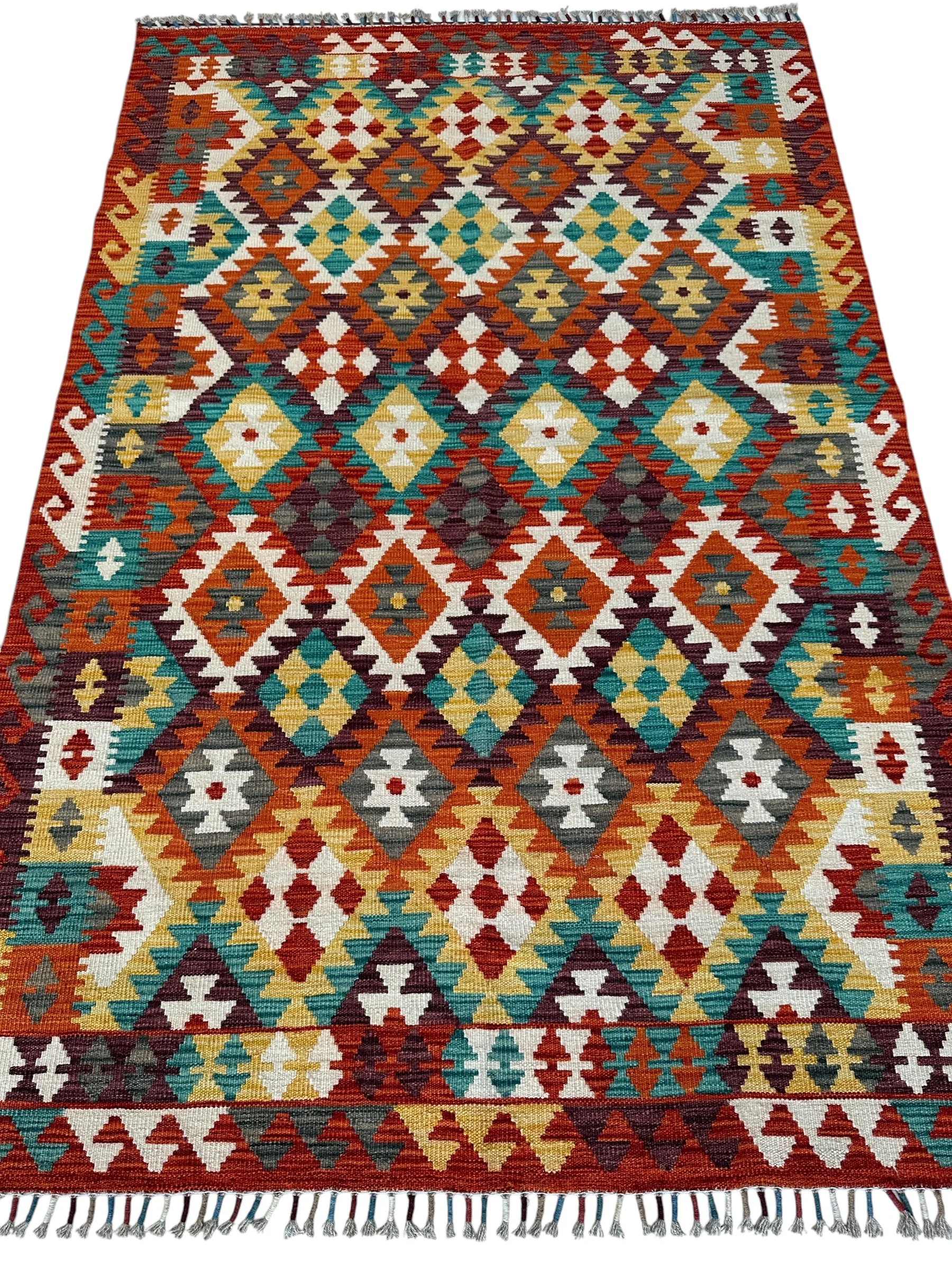 Afghani Maimana Kilim Wool Rug 4’3” x 6’7” - Image 2