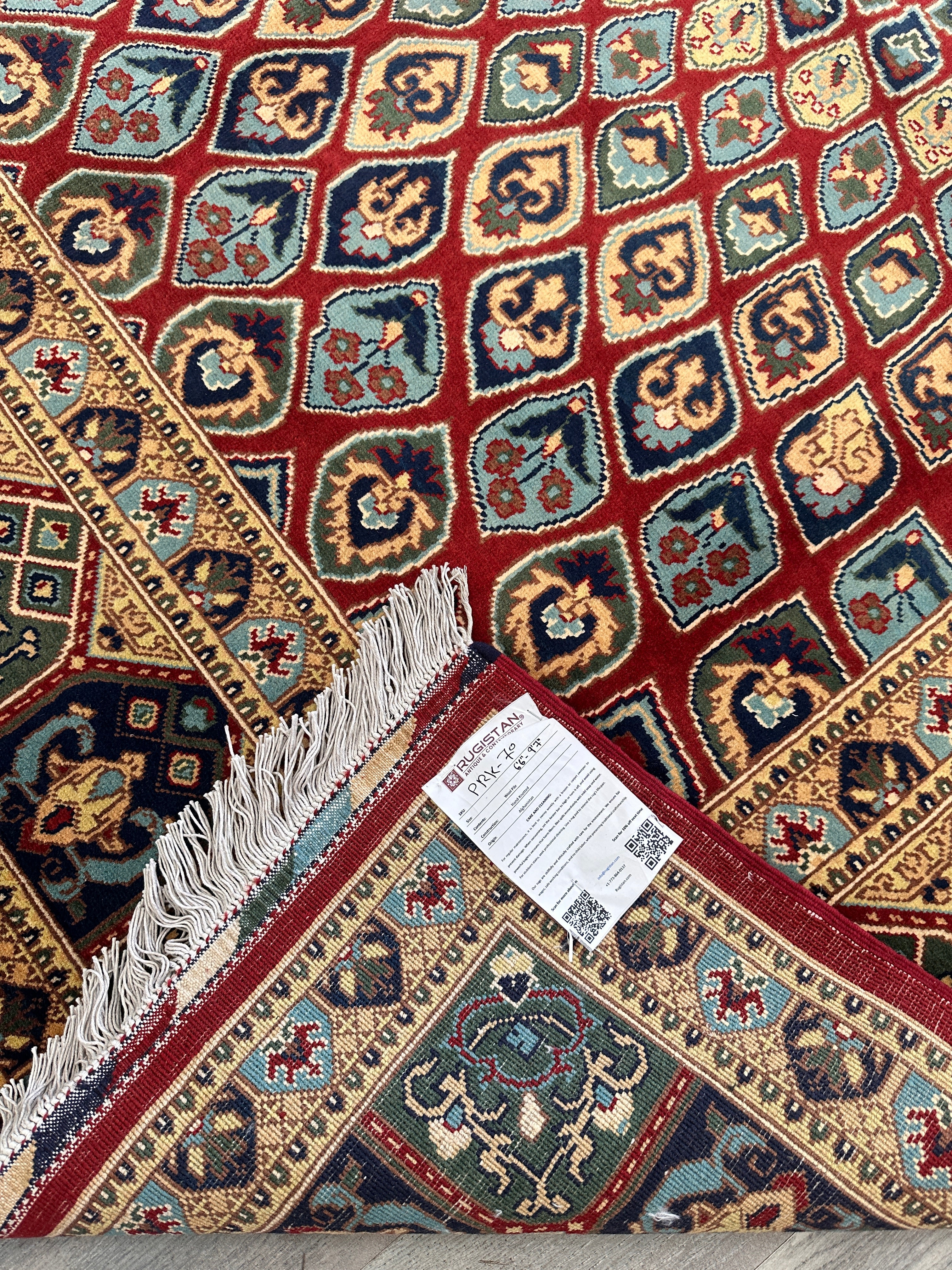 Afghani Parak Hand-Knotted Wool Rug | 6’6″ x 9’10″ Traditional Dome Motif - Image 6
